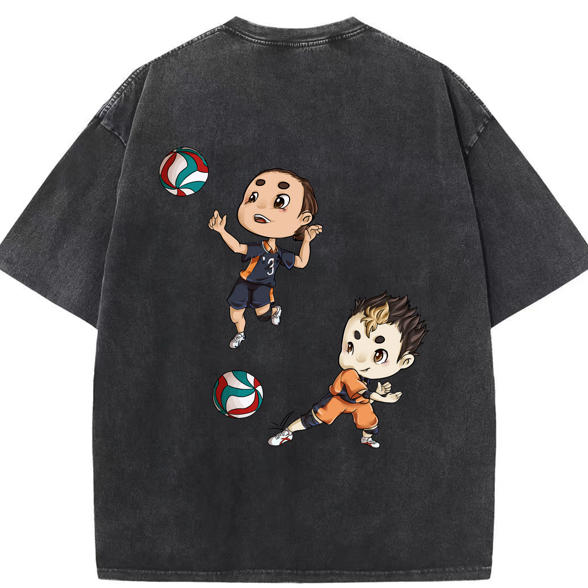 （画像用） ハイキュー!! Haikyu!! 綿100% ヴィンテージ風 半袖Tシャツ（背面プリント）