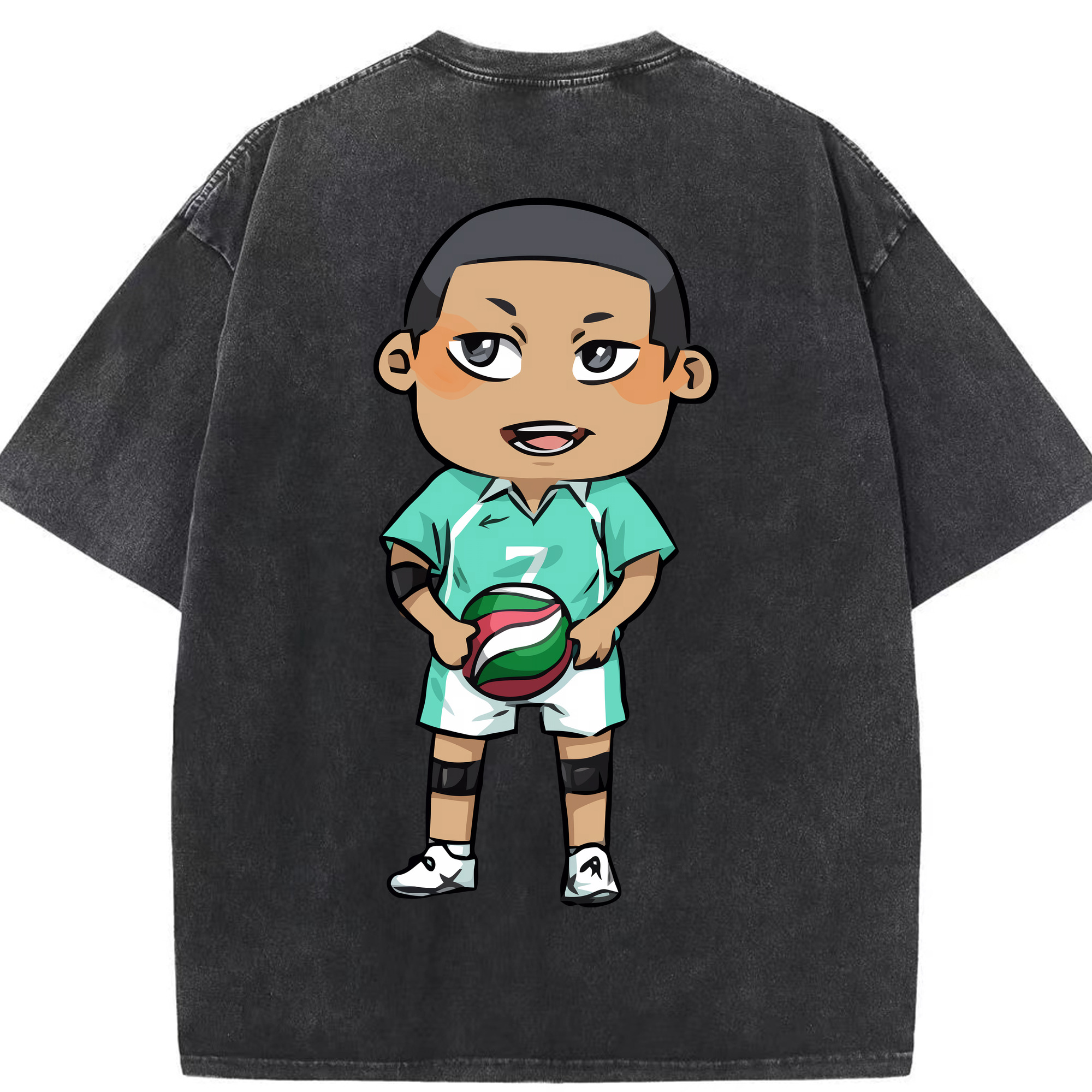 （画像用） ハイキュー!! Haikyu!! 綿100% ヴィンテージ風 半袖Tシャツ（背面プリント）