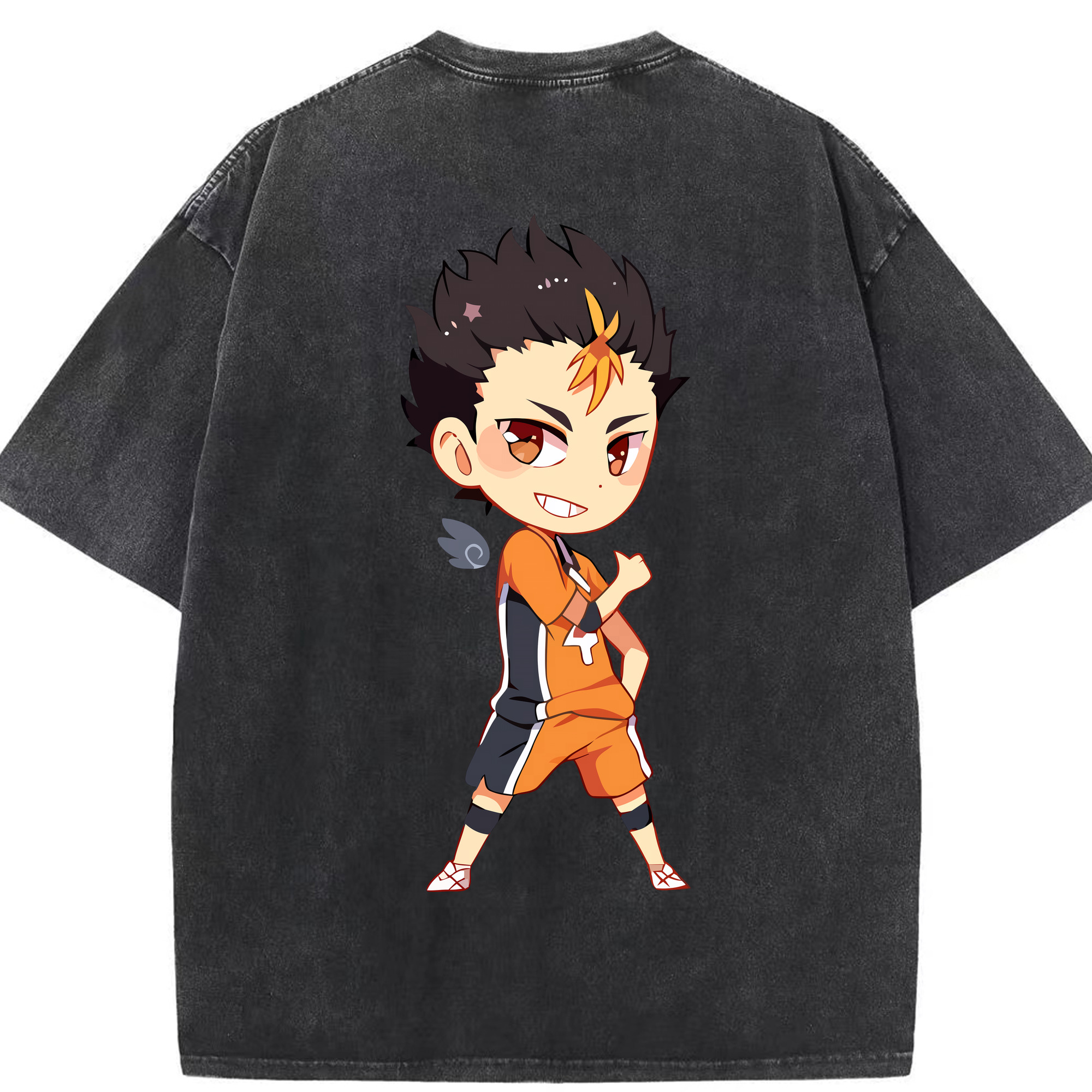 （画像用） ハイキュー!! Haikyu!! 綿100% ヴィンテージ風 半袖Tシャツ（背面プリント）