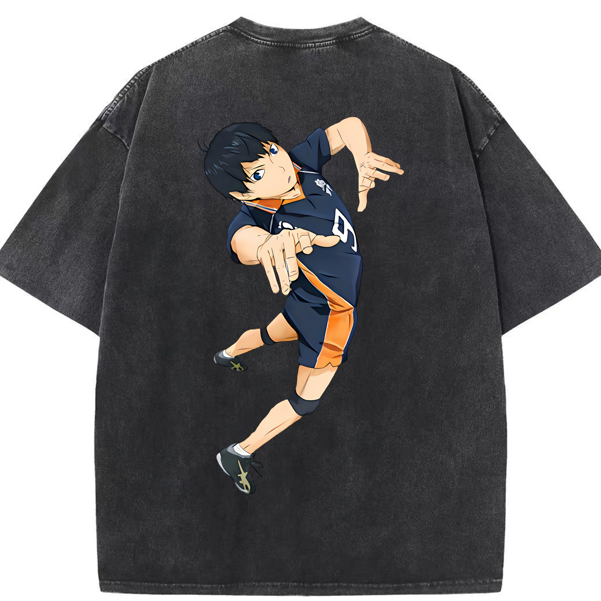 （画像用） ハイキュー!! Haikyu!! 綿100% ヴィンテージ風 半袖Tシャツ（背面プリント）