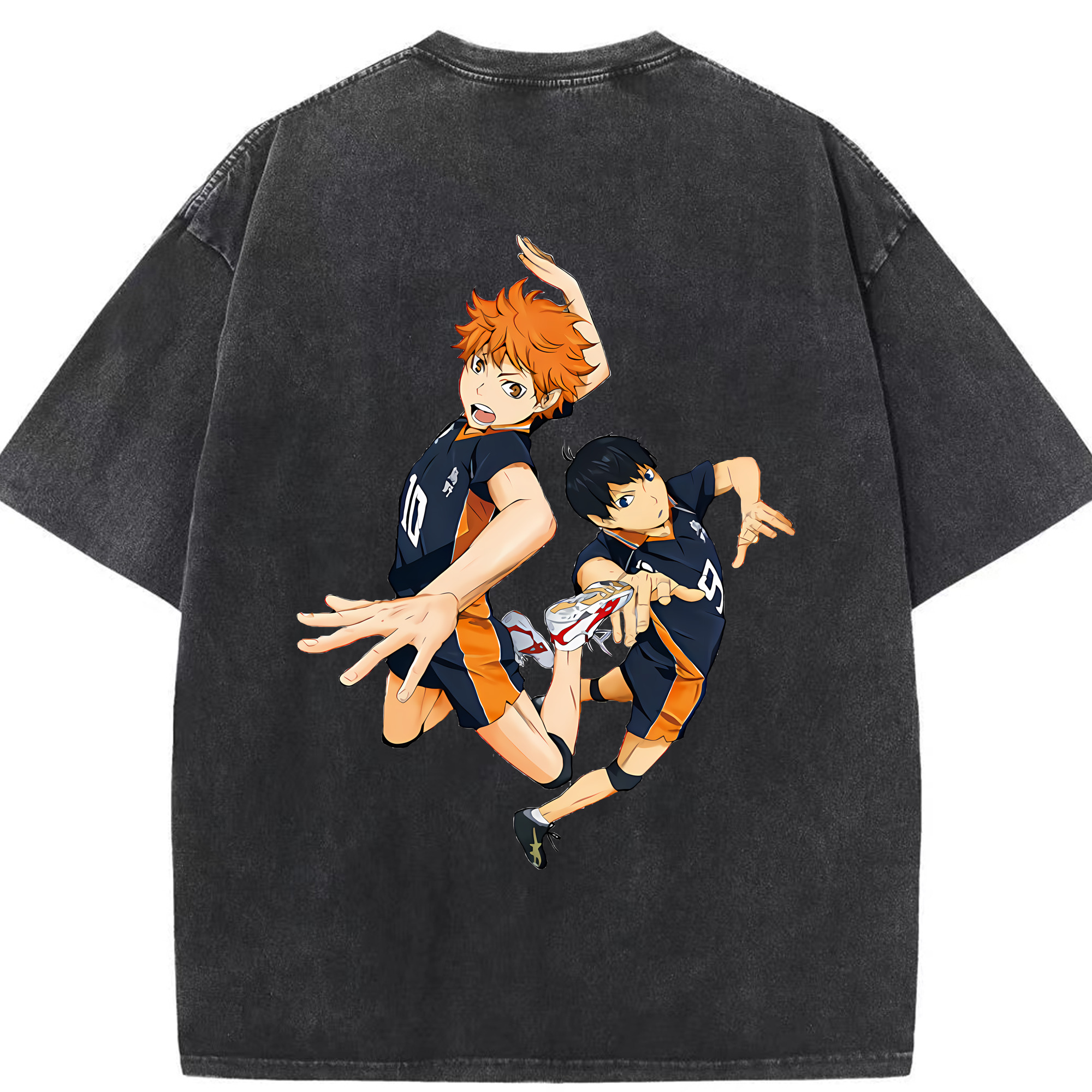 （画像用） ハイキュー!! Haikyu!! 綿100% ヴィンテージ風 半袖Tシャツ（背面プリント）