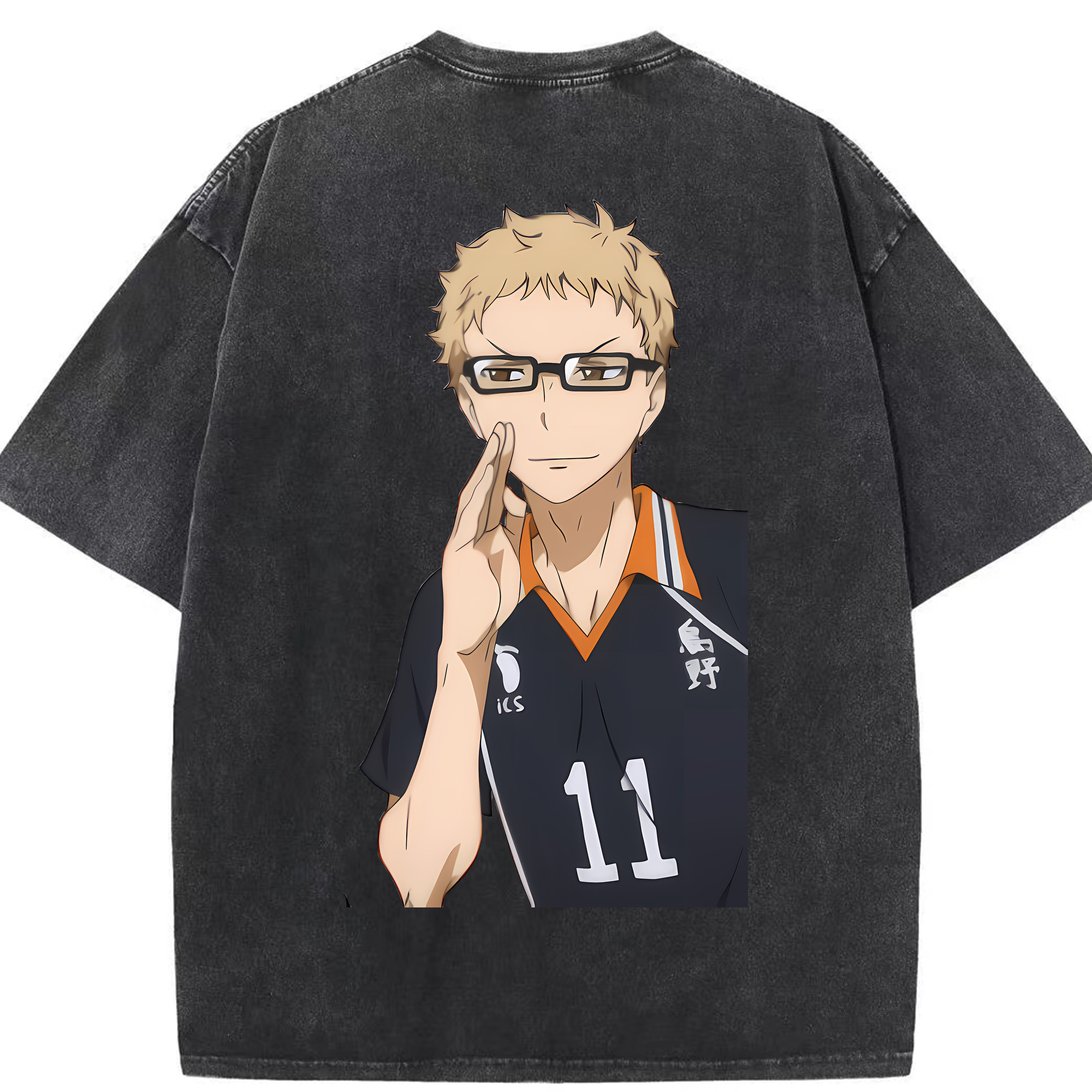 （画像用） ハイキュー!! Haikyu!! 綿100% ヴィンテージ風 半袖Tシャツ（背面プリント）