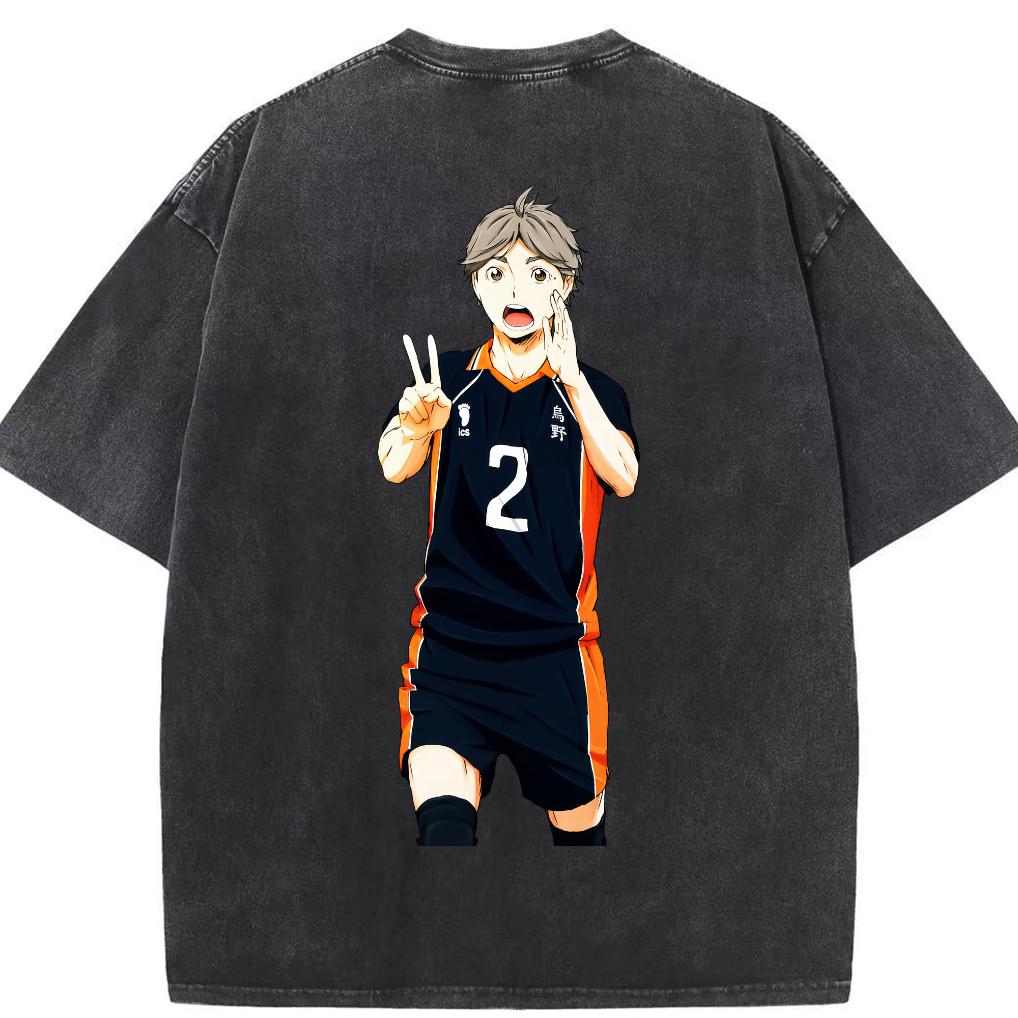 （画像用） ハイキュー!! Haikyu!! 綿100% ヴィンテージ風 半袖Tシャツ（背面プリント）