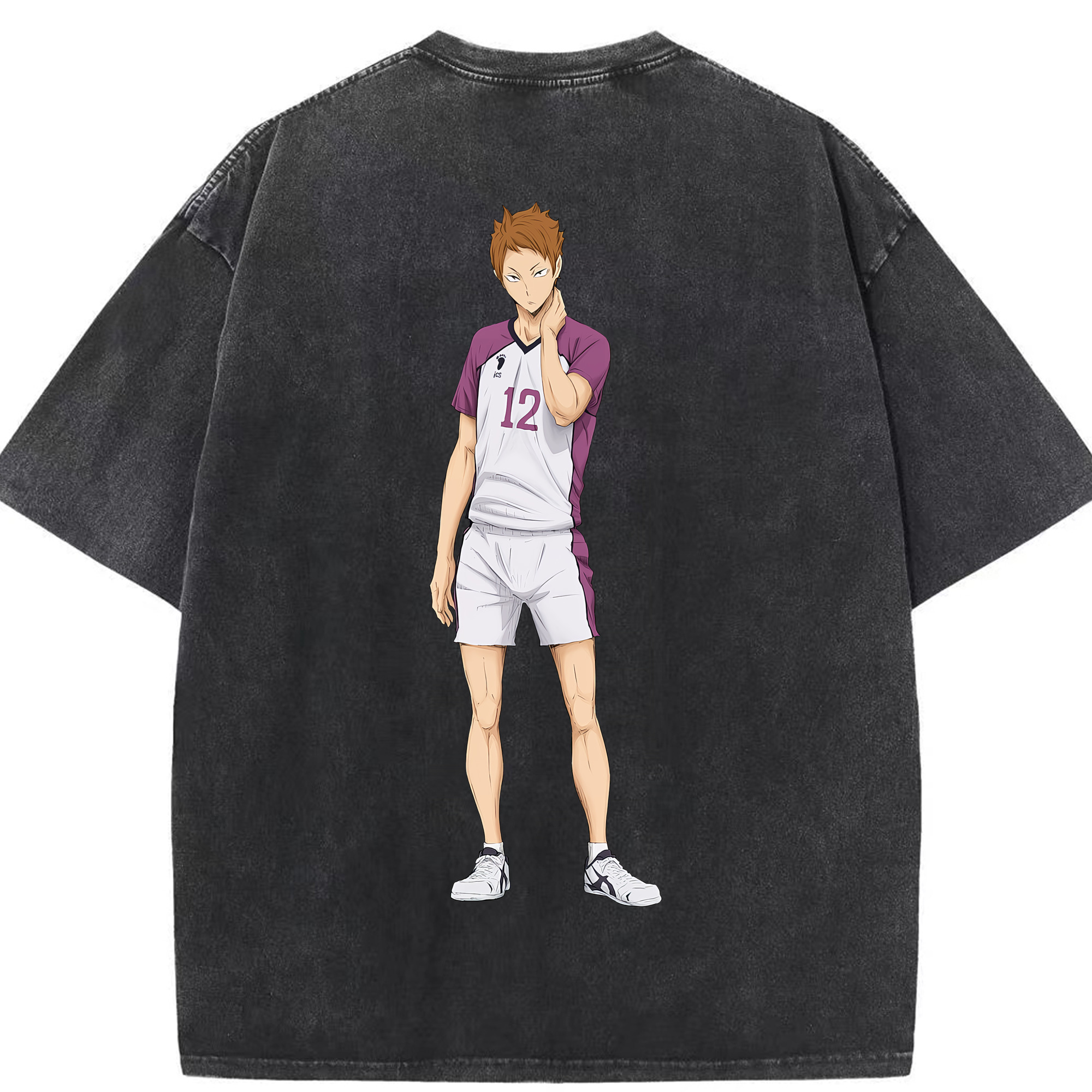 （画像用） ハイキュー!! Haikyu!! 綿100% ヴィンテージ風 半袖Tシャツ（背面プリント）