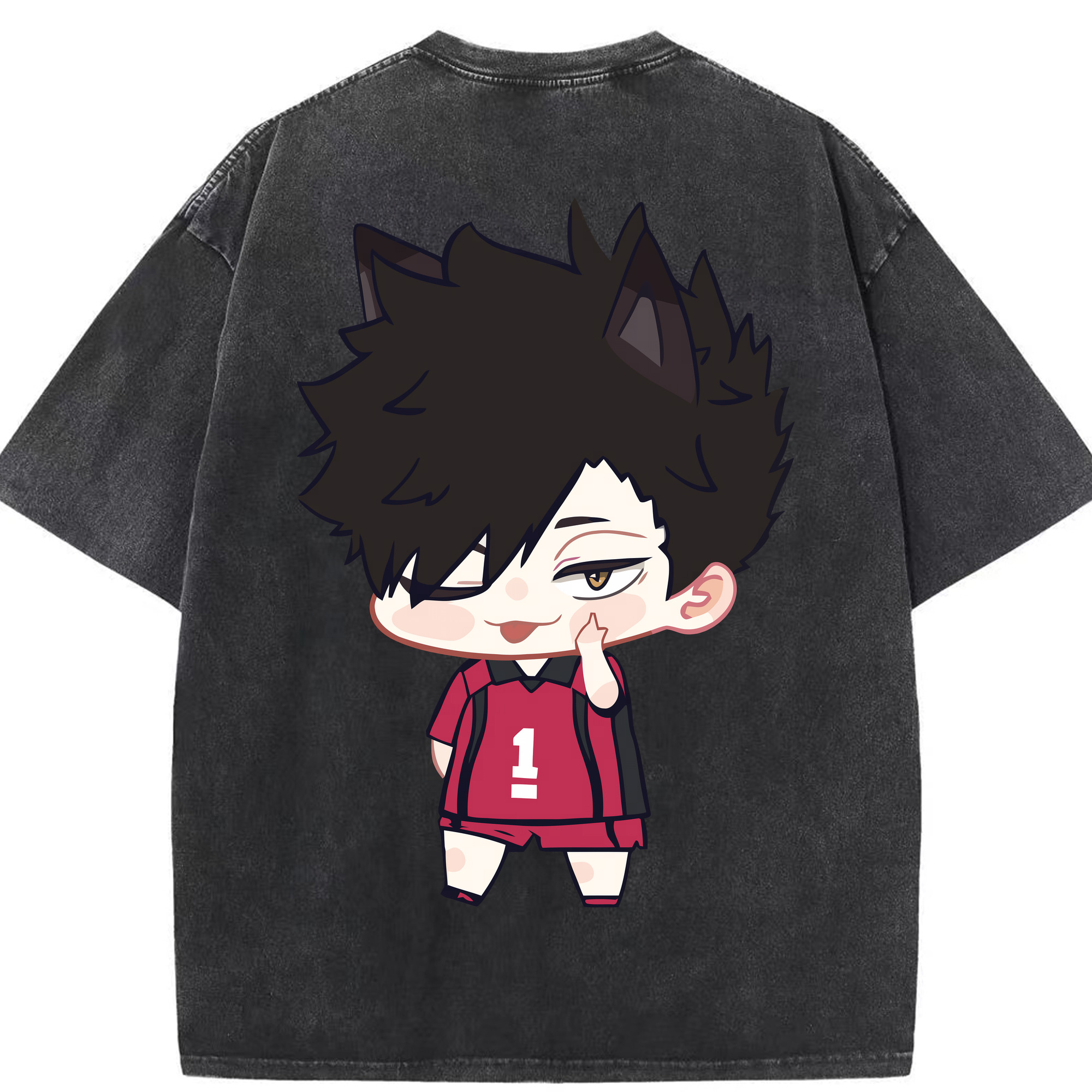 （画像用） ハイキュー!! Haikyu!! 綿100% ヴィンテージ風 半袖Tシャツ（背面プリント）