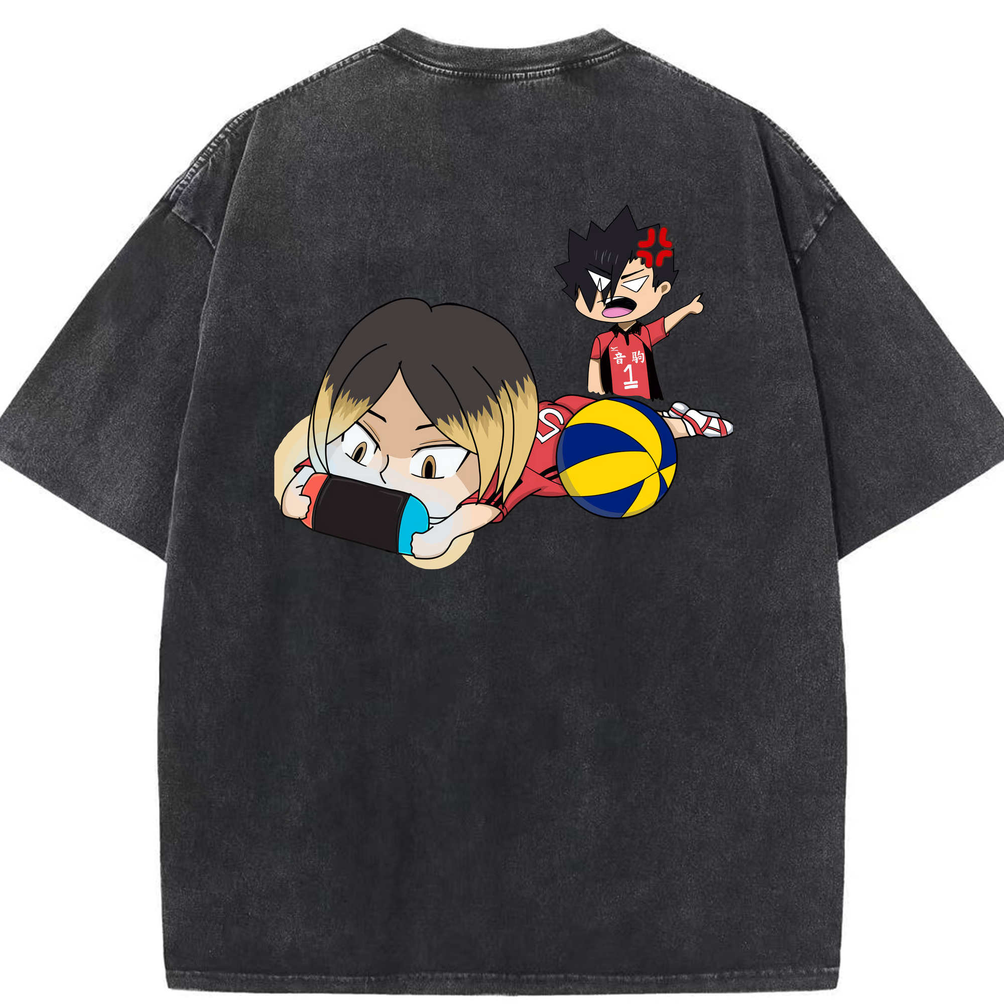 （画像用） ハイキュー!! Haikyu!! 綿100% ヴィンテージ風 半袖Tシャツ（背面プリント）