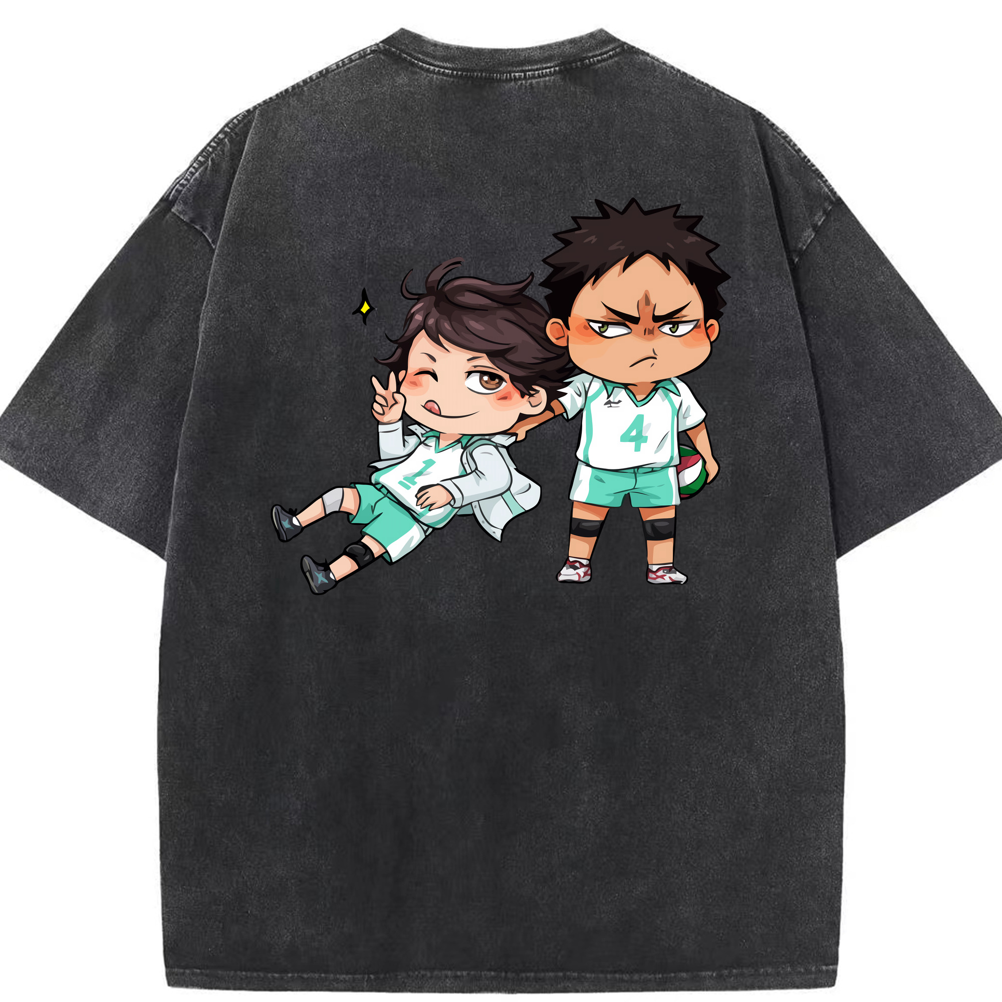 （画像用） ハイキュー!! Haikyu!! 綿100% ヴィンテージ風 半袖Tシャツ（背面プリント）