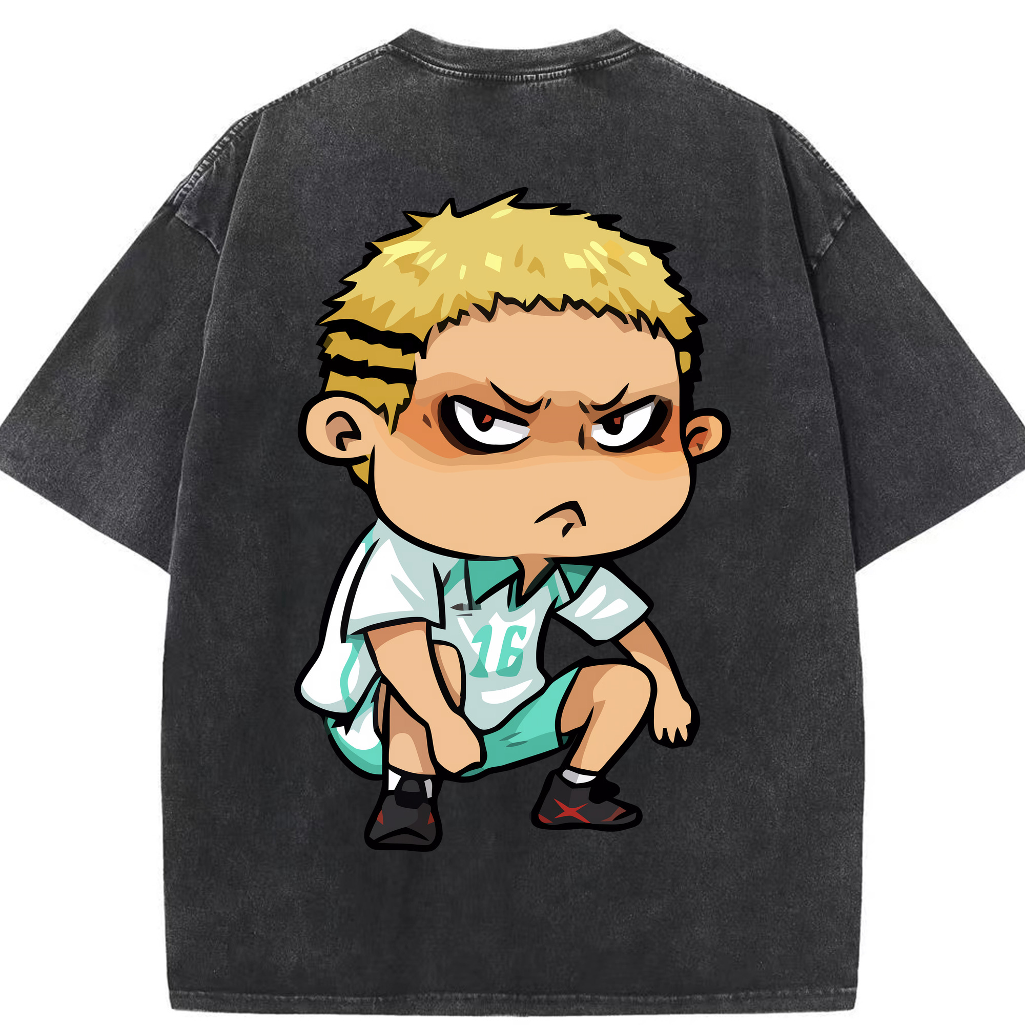 （画像用） ハイキュー!! Haikyu!! 綿100% ヴィンテージ風 半袖Tシャツ（背面プリント）