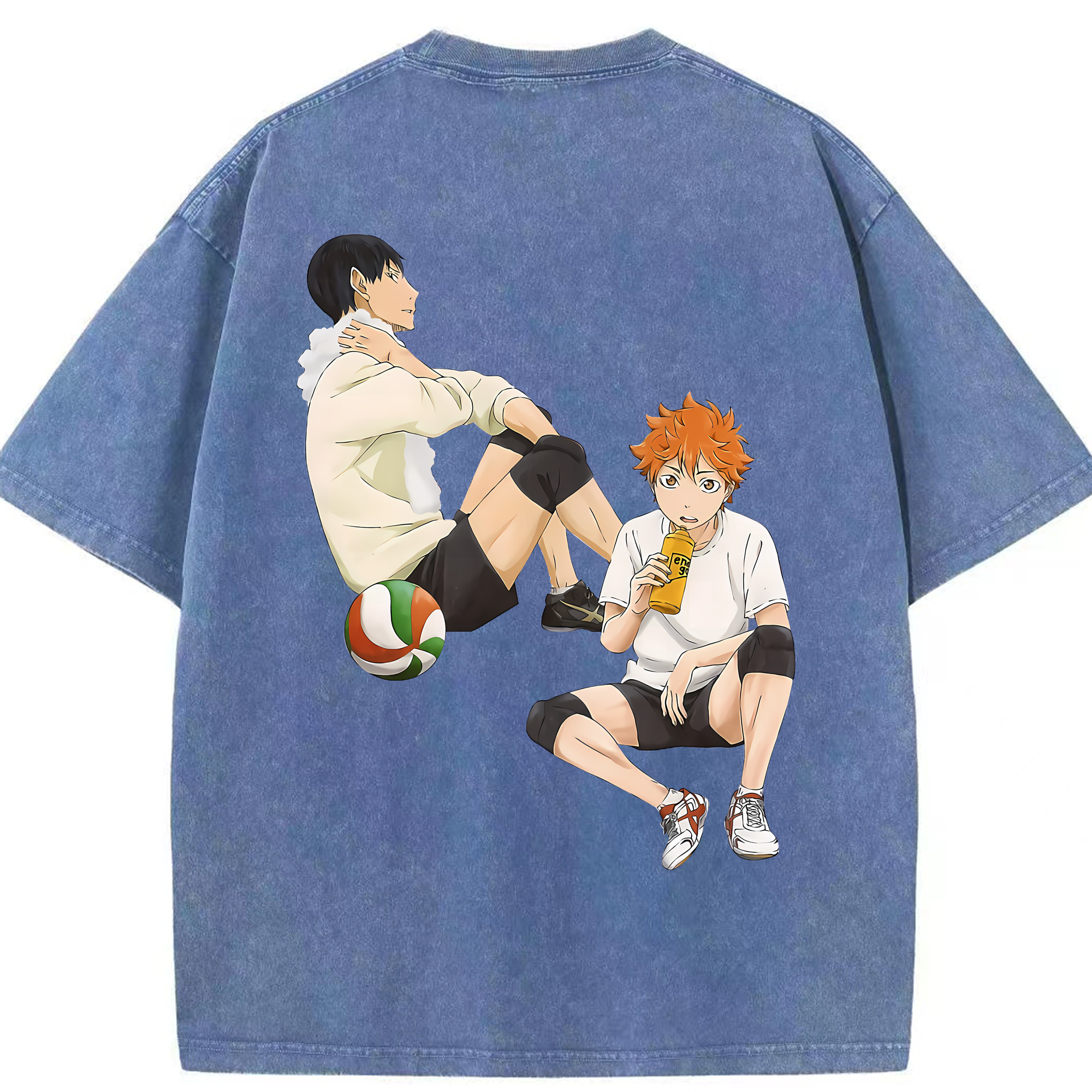 （画像用） ハイキュー!! Haikyu!! 綿100% ヴィンテージ風 半袖Tシャツ（背面プリント）