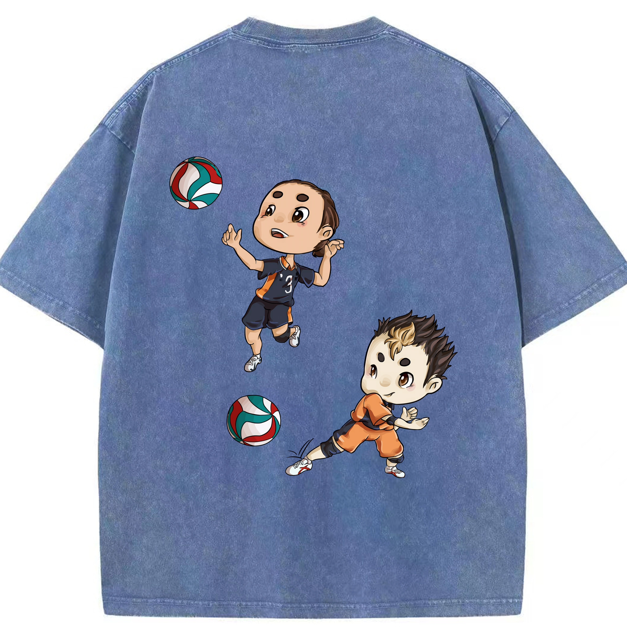 （画像用） ハイキュー!! Haikyu!! 綿100% ヴィンテージ風 半袖Tシャツ（背面プリント）