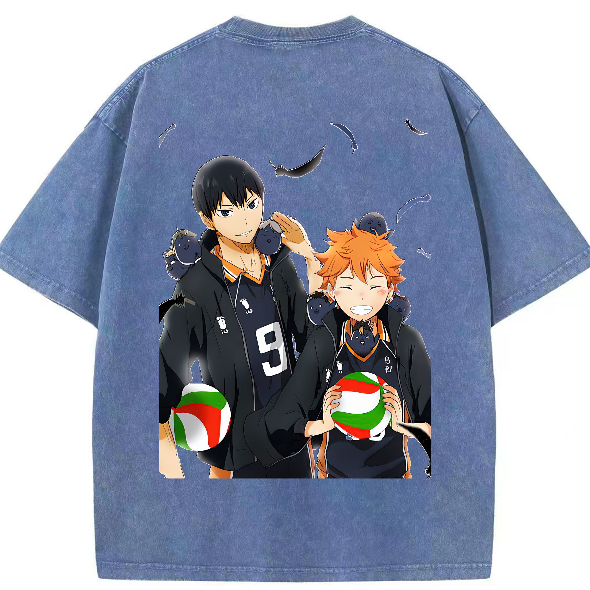 （画像用） ハイキュー!! Haikyu!! 綿100% ヴィンテージ風 半袖Tシャツ（背面プリント）