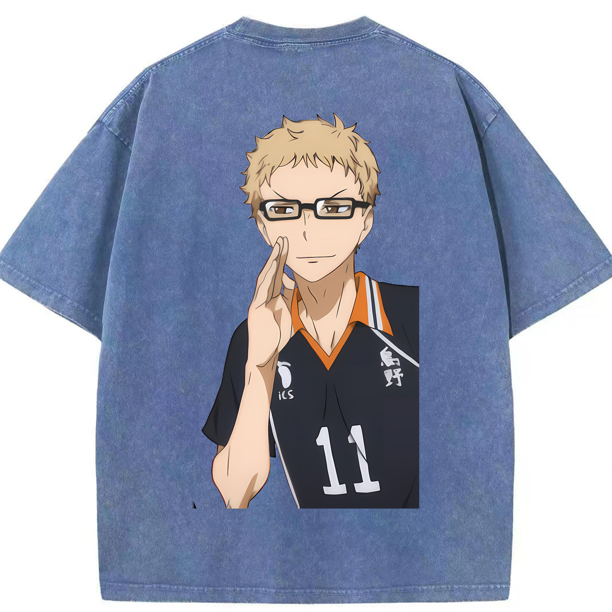 （画像用） ハイキュー!! Haikyu!! 綿100% ヴィンテージ風 半袖Tシャツ（背面プリント）