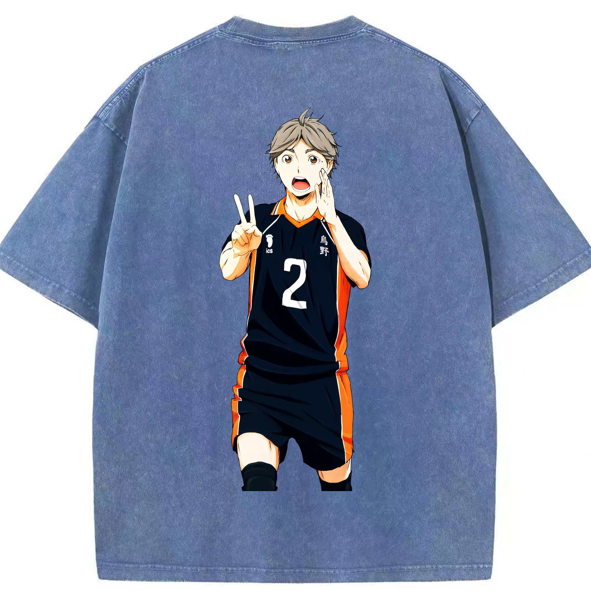 （画像用） ハイキュー!! Haikyu!! 綿100% ヴィンテージ風 半袖Tシャツ（背面プリント）