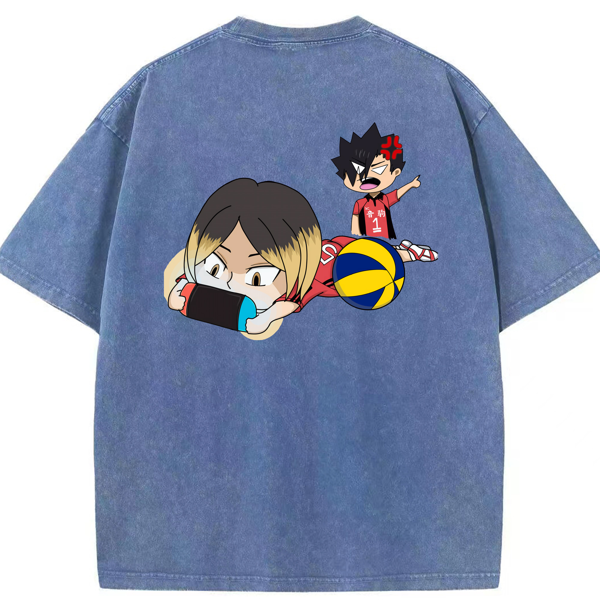 （画像用） ハイキュー!! Haikyu!! 綿100% ヴィンテージ風 半袖Tシャツ（背面プリント）