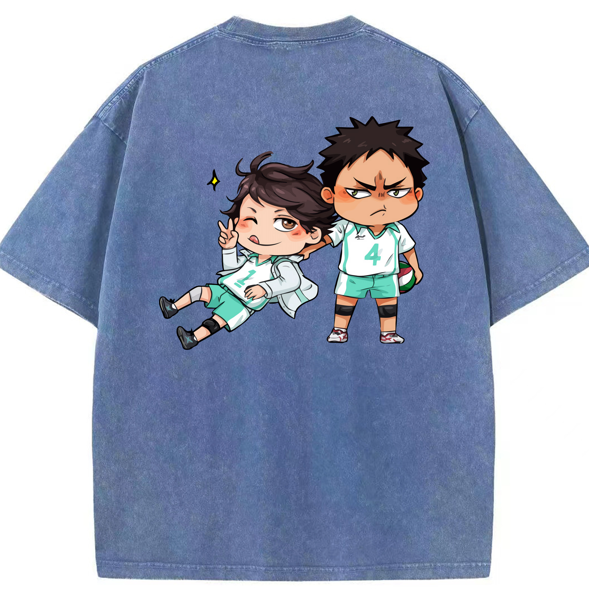 （画像用） ハイキュー!! Haikyu!! 綿100% ヴィンテージ風 半袖Tシャツ（背面プリント）