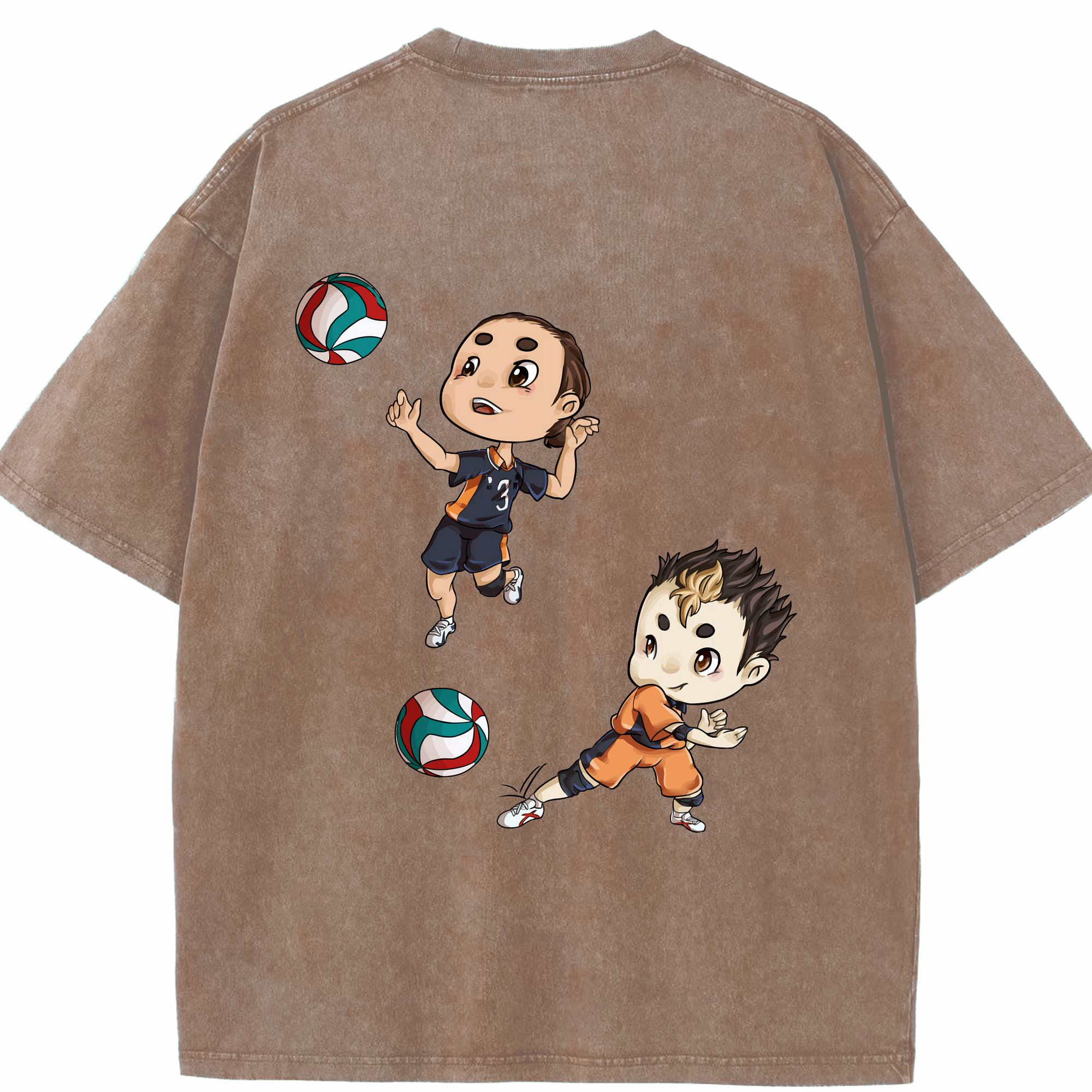 （画像用） ハイキュー!! Haikyu!! 綿100% ヴィンテージ風 半袖Tシャツ（背面プリント）
