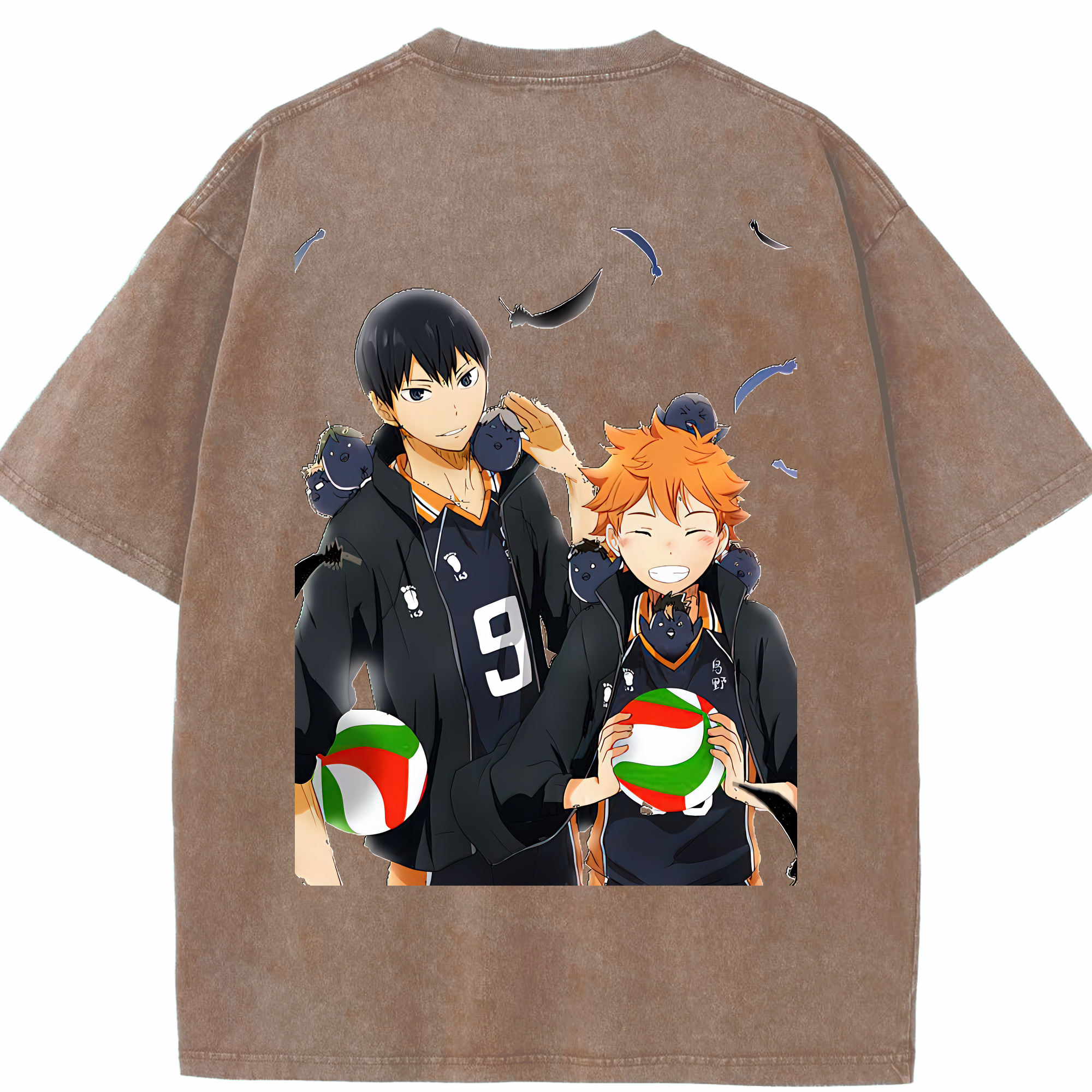 （画像用） ハイキュー!! Haikyu!! 綿100% ヴィンテージ風 半袖Tシャツ（背面プリント）