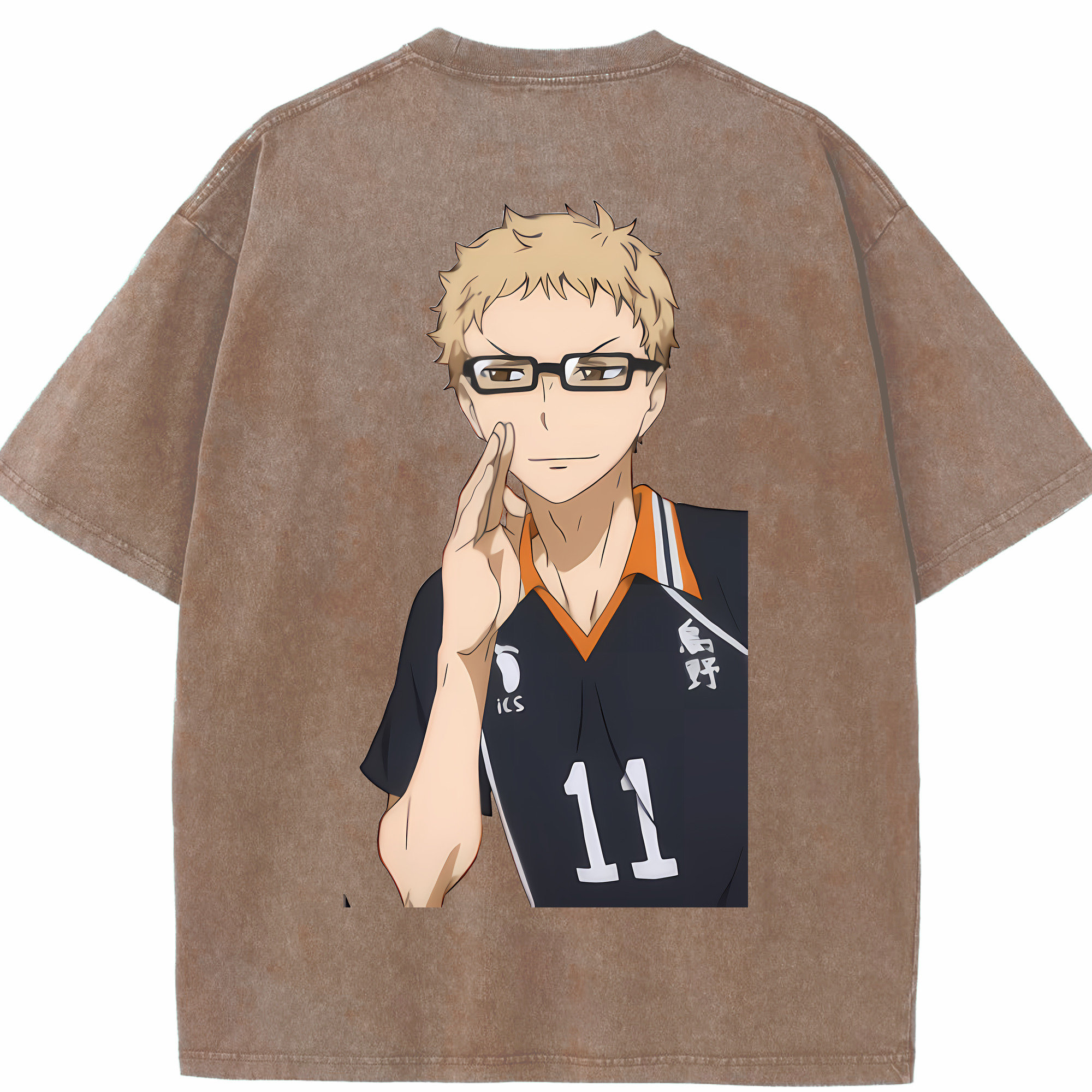 （画像用） ハイキュー!! Haikyu!! 綿100% ヴィンテージ風 半袖Tシャツ（背面プリント）