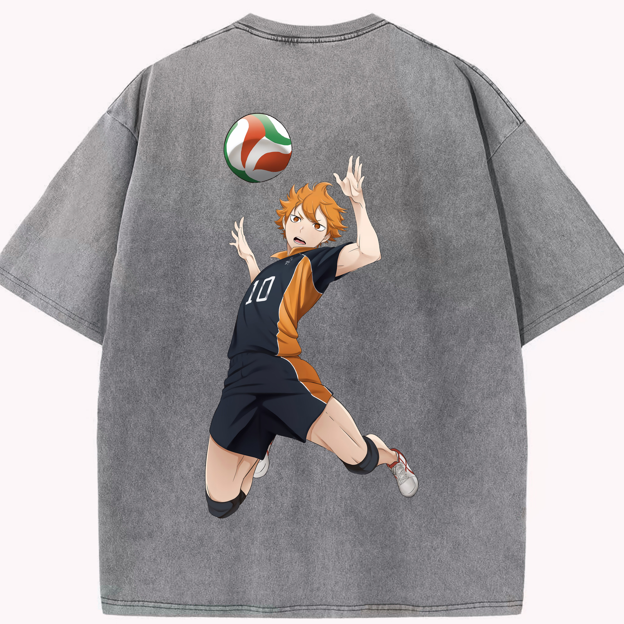 （画像用） ハイキュー!! Haikyu!! 綿100% ヴィンテージ風 半袖Tシャツ（背面プリント）