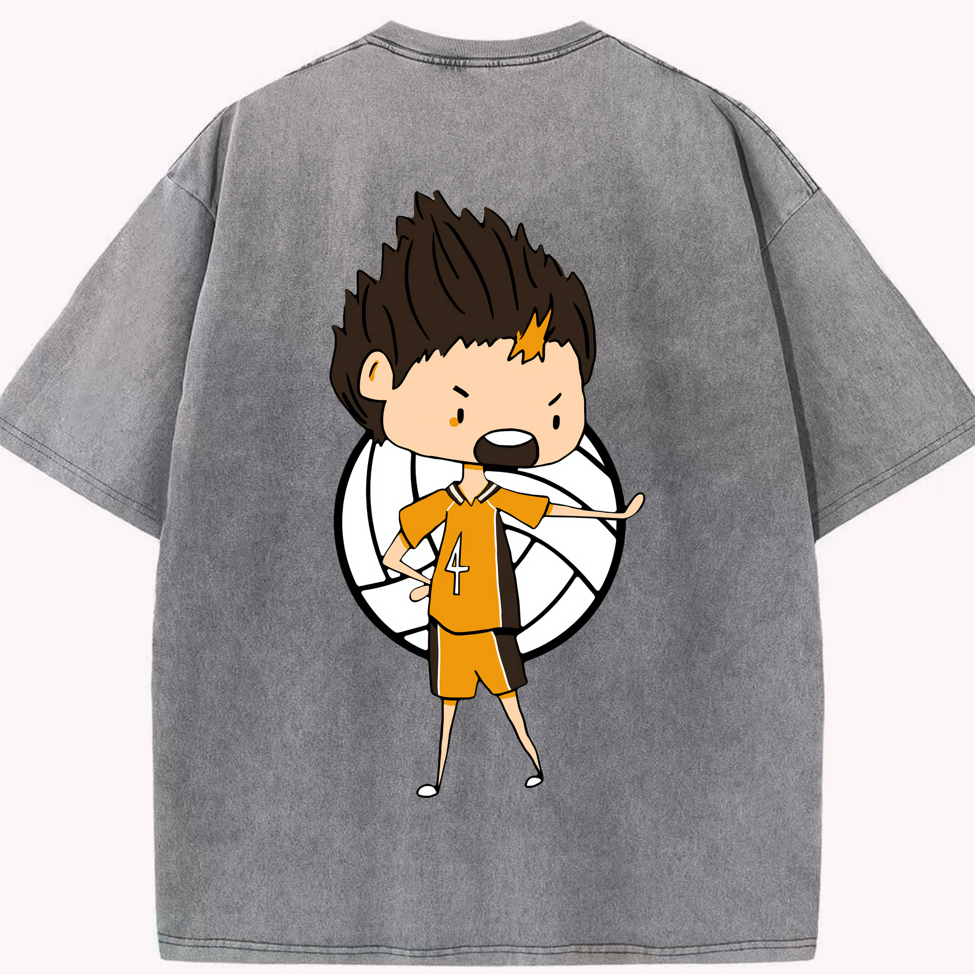 （画像用） ハイキュー!! Haikyu!! 綿100% ヴィンテージ風 半袖Tシャツ（背面プリント）
