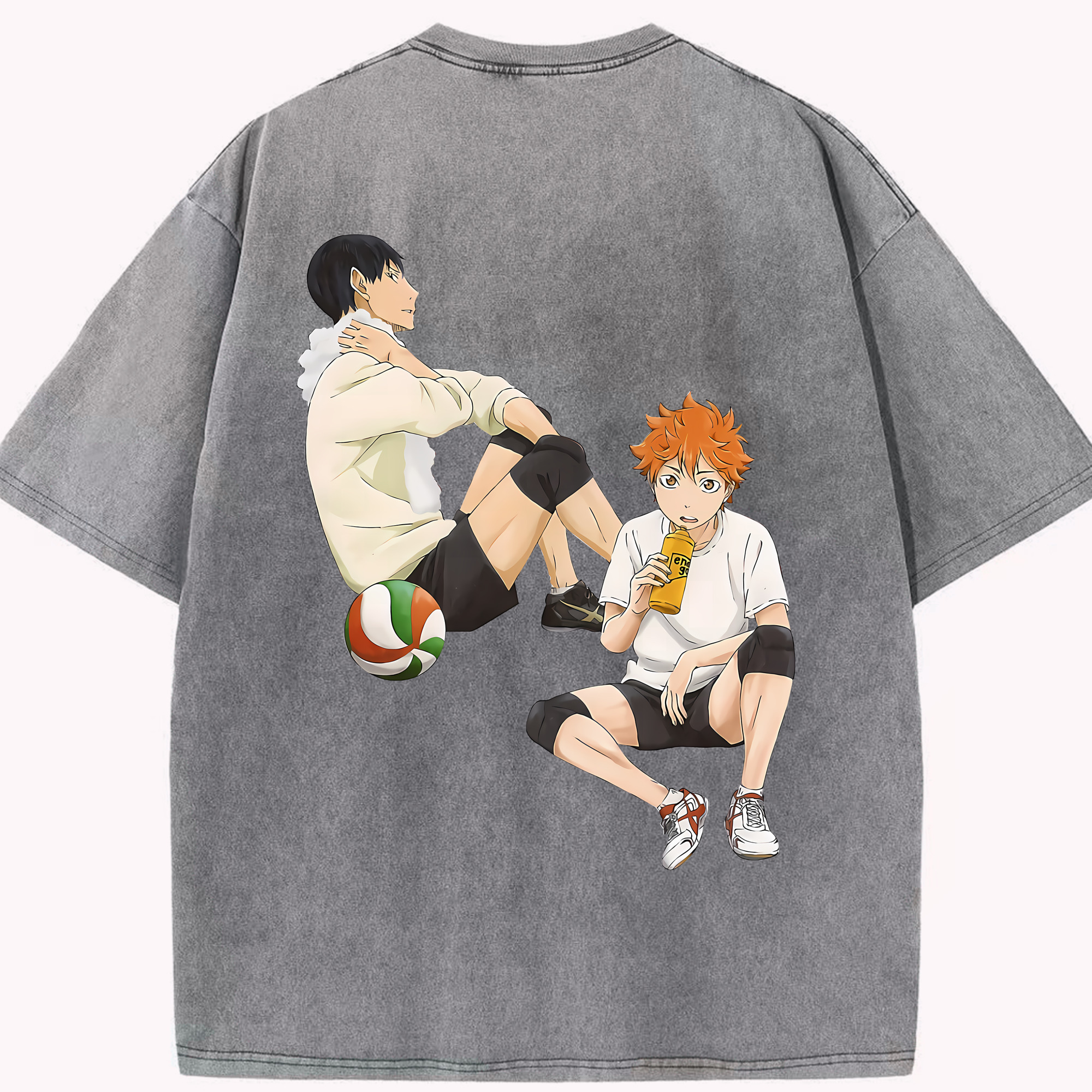 （画像用） ハイキュー!! Haikyu!! 綿100% ヴィンテージ風 半袖Tシャツ（背面プリント）
