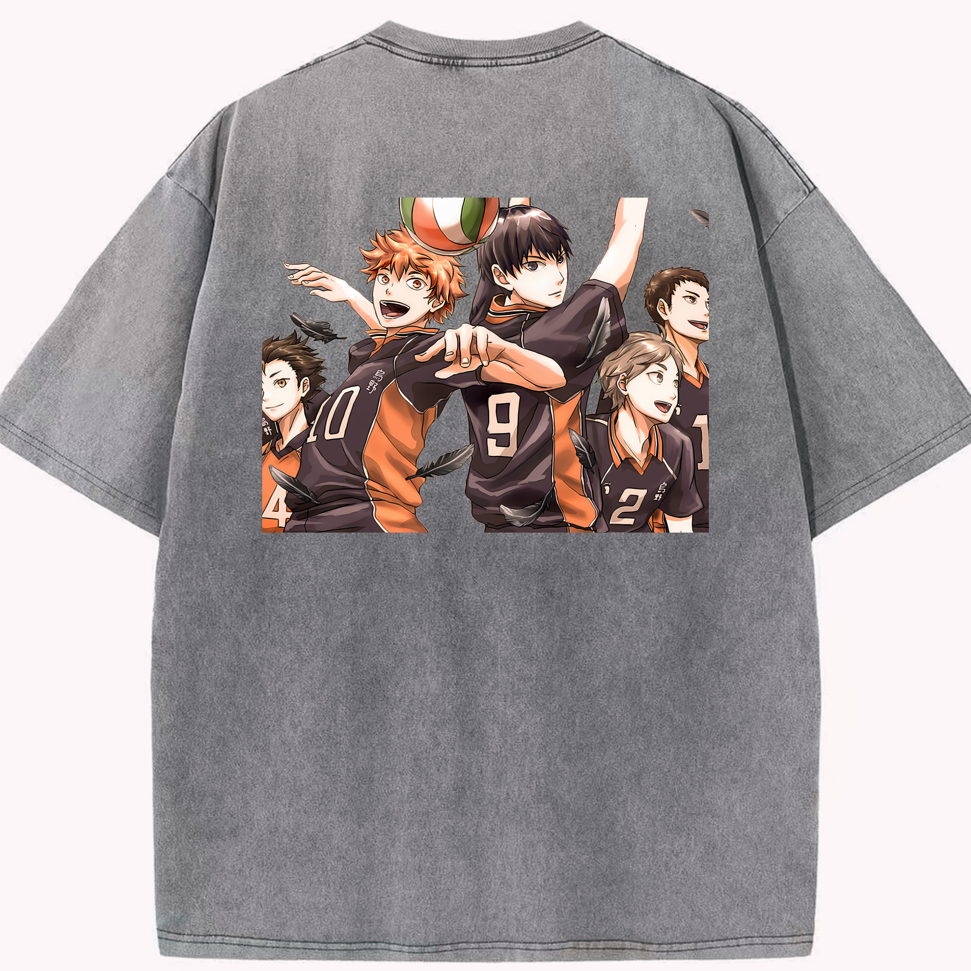 （画像用） ハイキュー!! Haikyu!! 綿100% ヴィンテージ風 半袖Tシャツ（背面プリント）