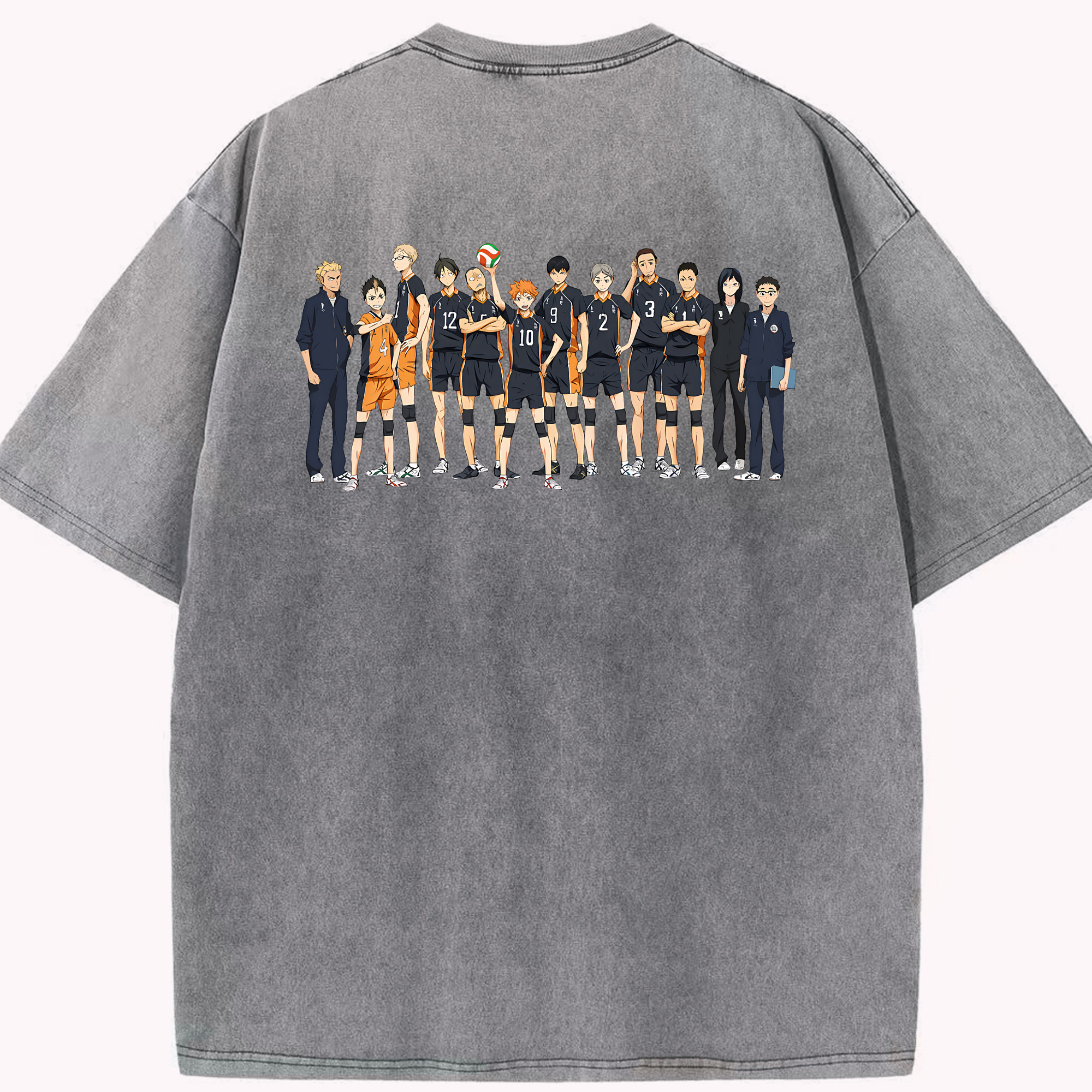 （画像用） ハイキュー!! Haikyu!! 綿100% ヴィンテージ風 半袖Tシャツ（背面プリント）