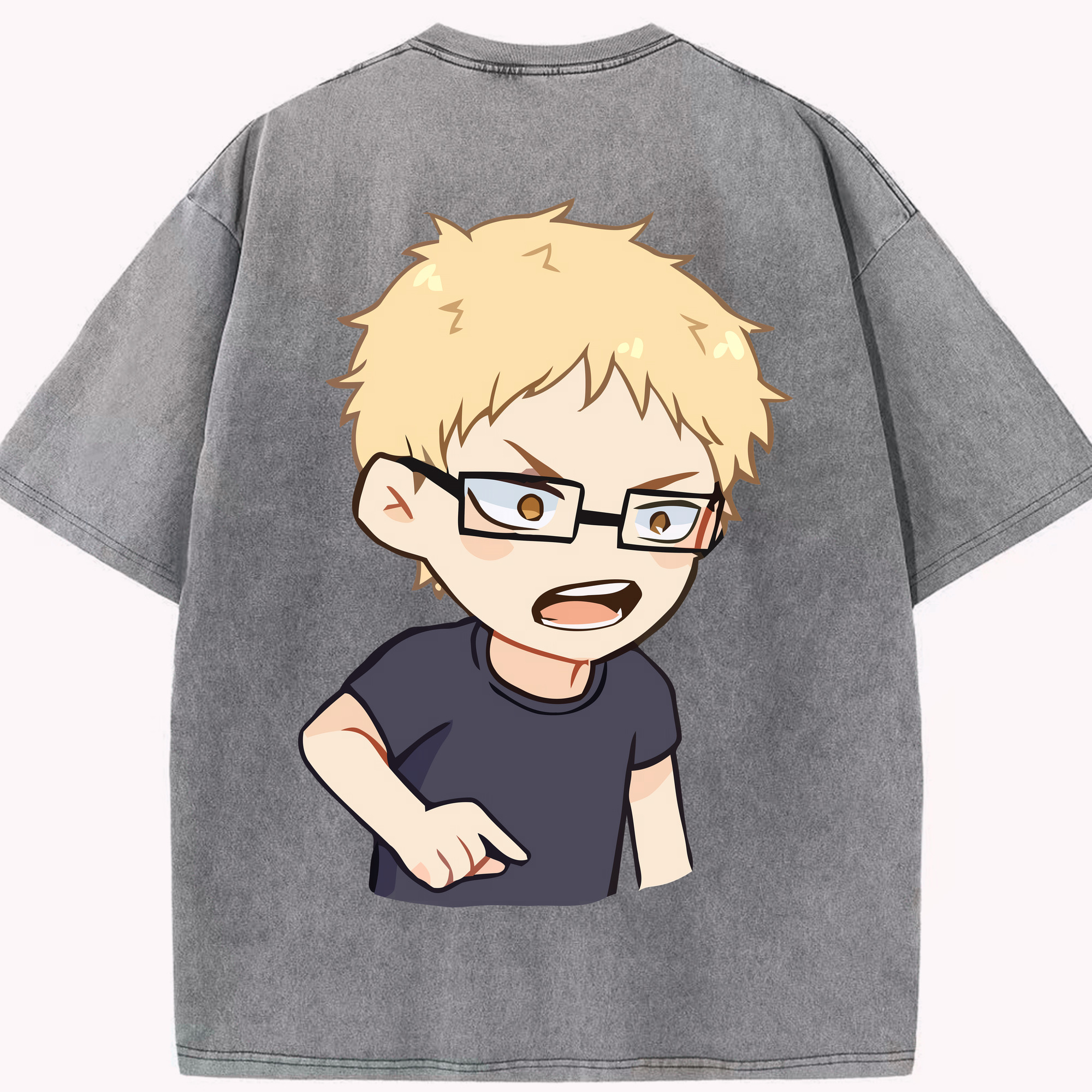 （画像用） ハイキュー!! Haikyu!! 綿100% ヴィンテージ風 半袖Tシャツ（背面プリント）
