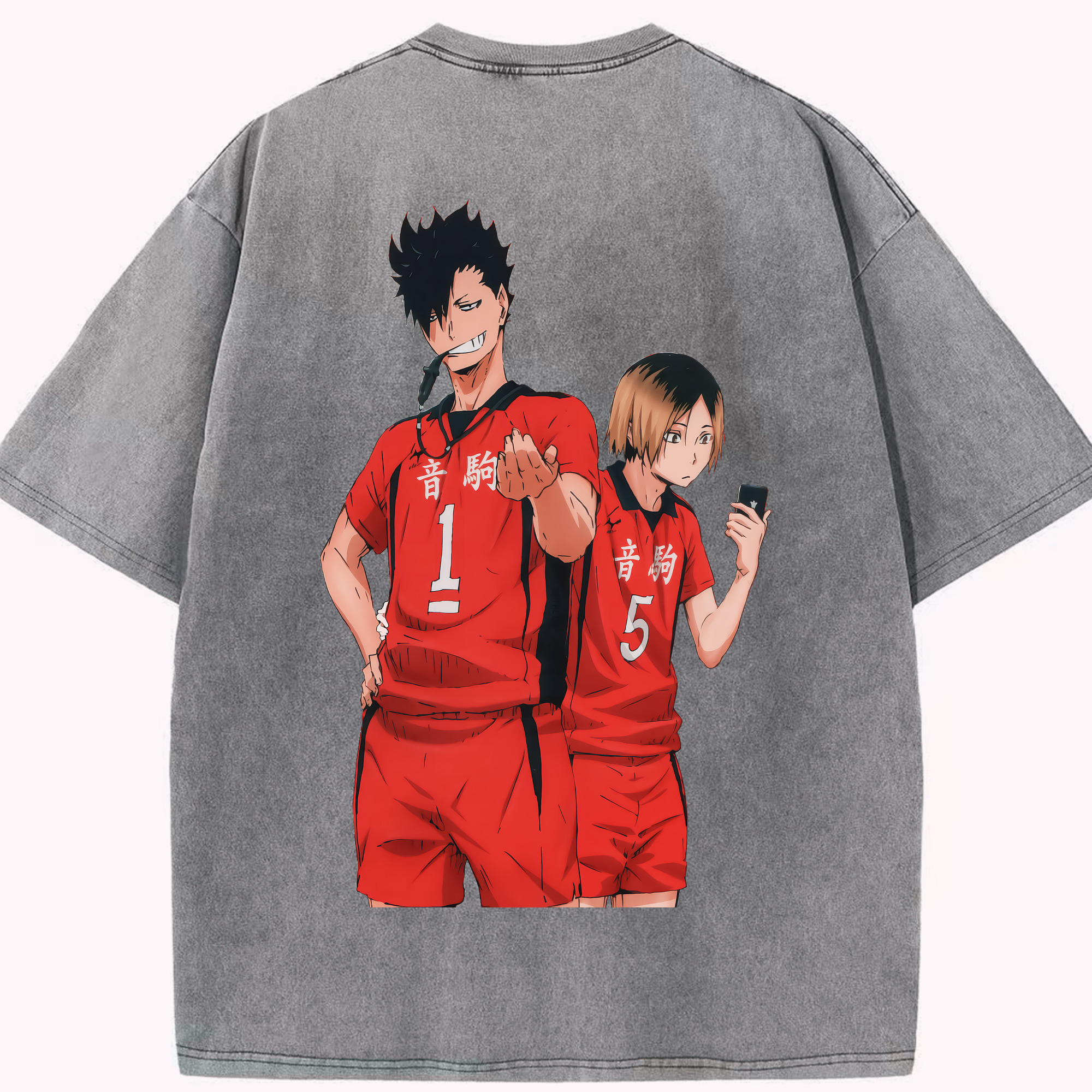 （画像用） ハイキュー!! Haikyu!! 綿100% ヴィンテージ風 半袖Tシャツ（背面プリント）