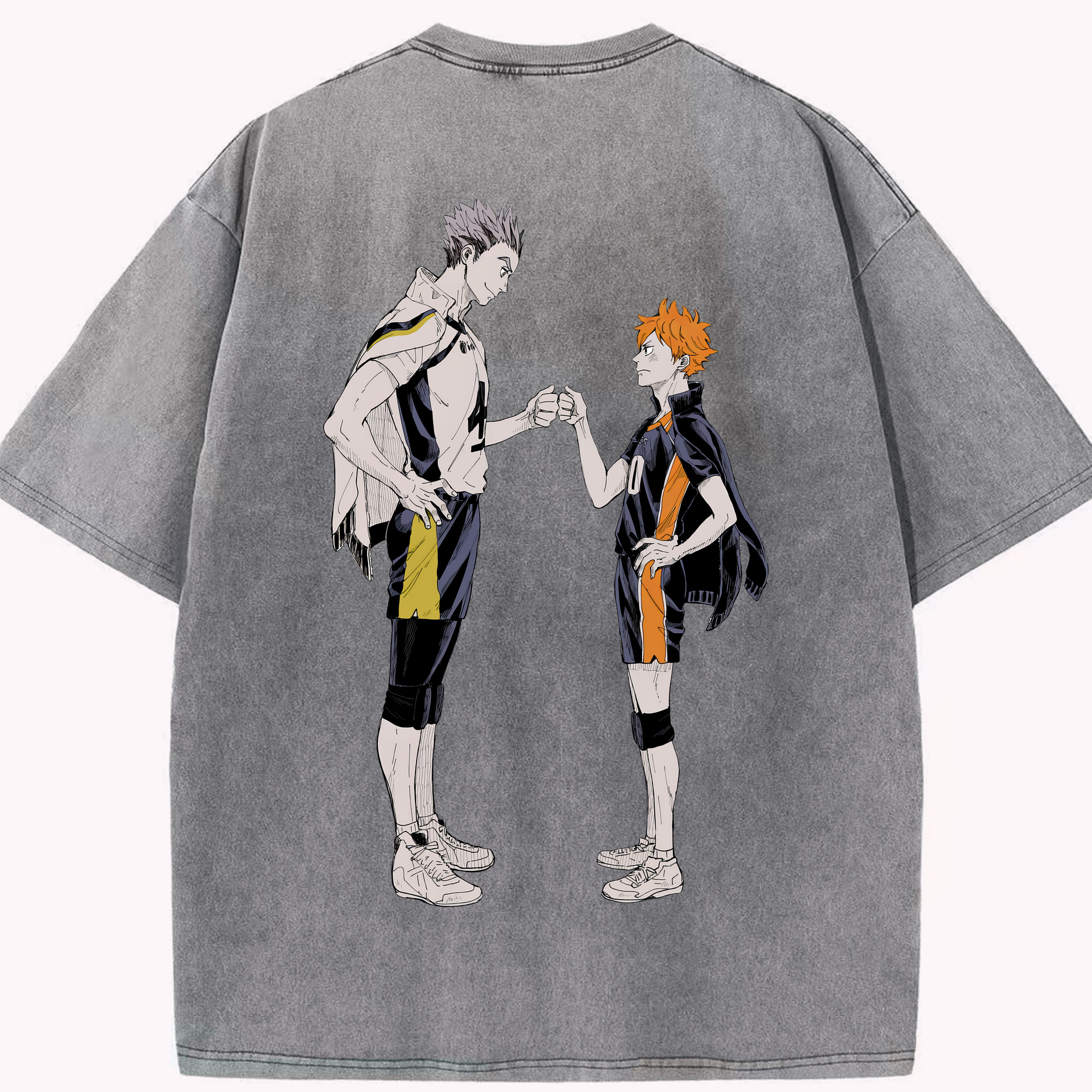 （画像用） ハイキュー!! Haikyu!! 綿100% ヴィンテージ風 半袖Tシャツ（背面プリント）