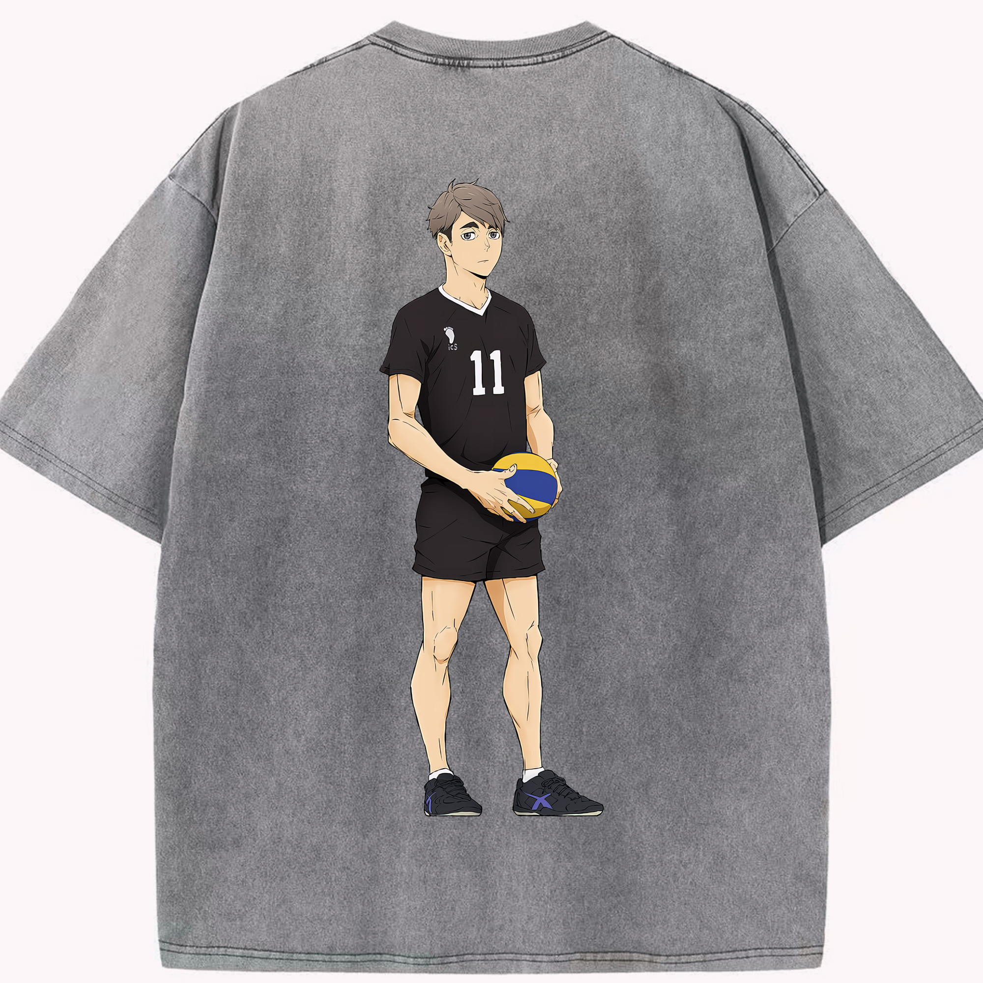 （画像用） ハイキュー!! Haikyu!! 綿100% ヴィンテージ風 半袖Tシャツ（背面プリント）