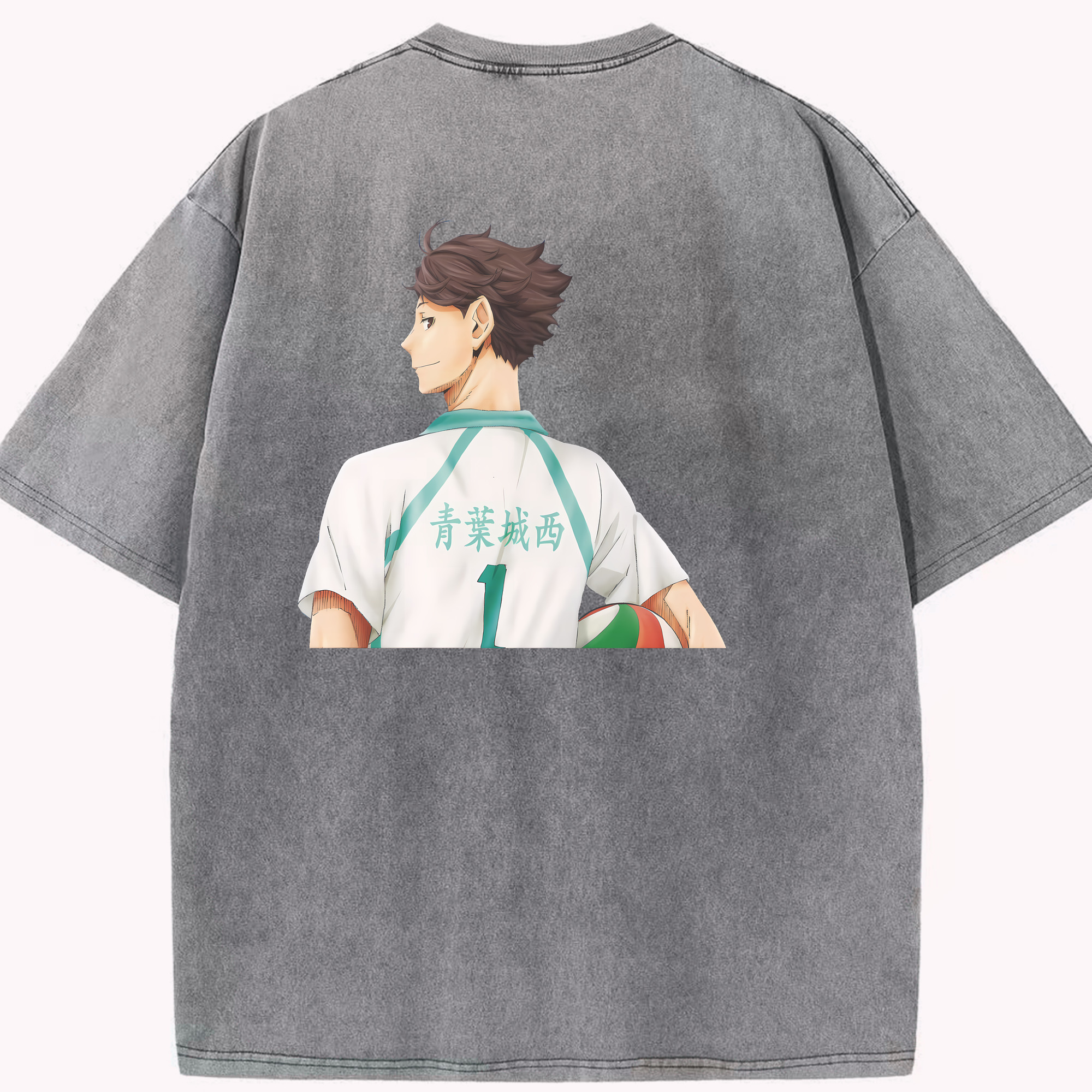 （画像用） ハイキュー!! Haikyu!! 綿100% ヴィンテージ風 半袖Tシャツ（背面プリント）