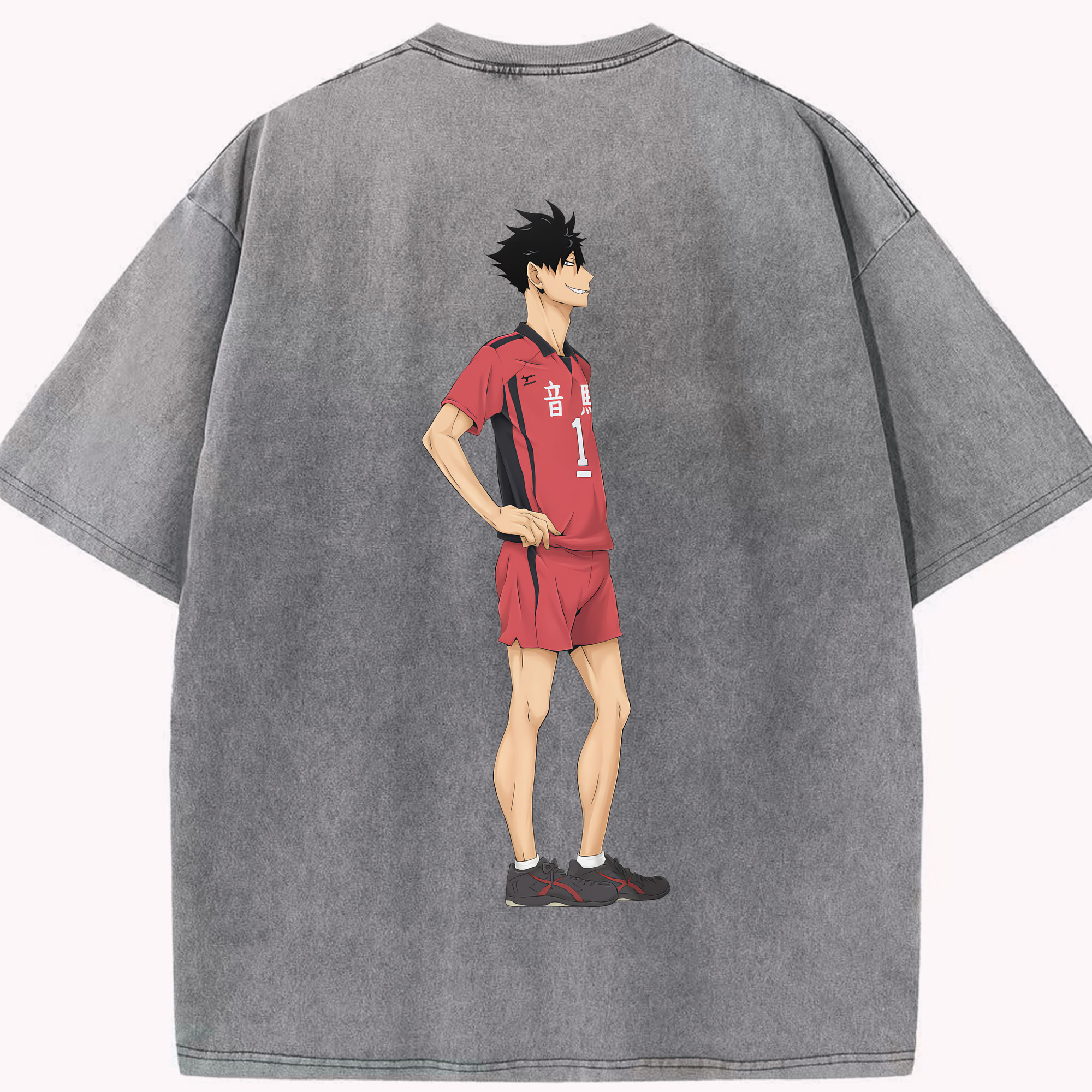 （画像用） ハイキュー!! Haikyu!! 綿100% ヴィンテージ風 半袖Tシャツ（背面プリント）
