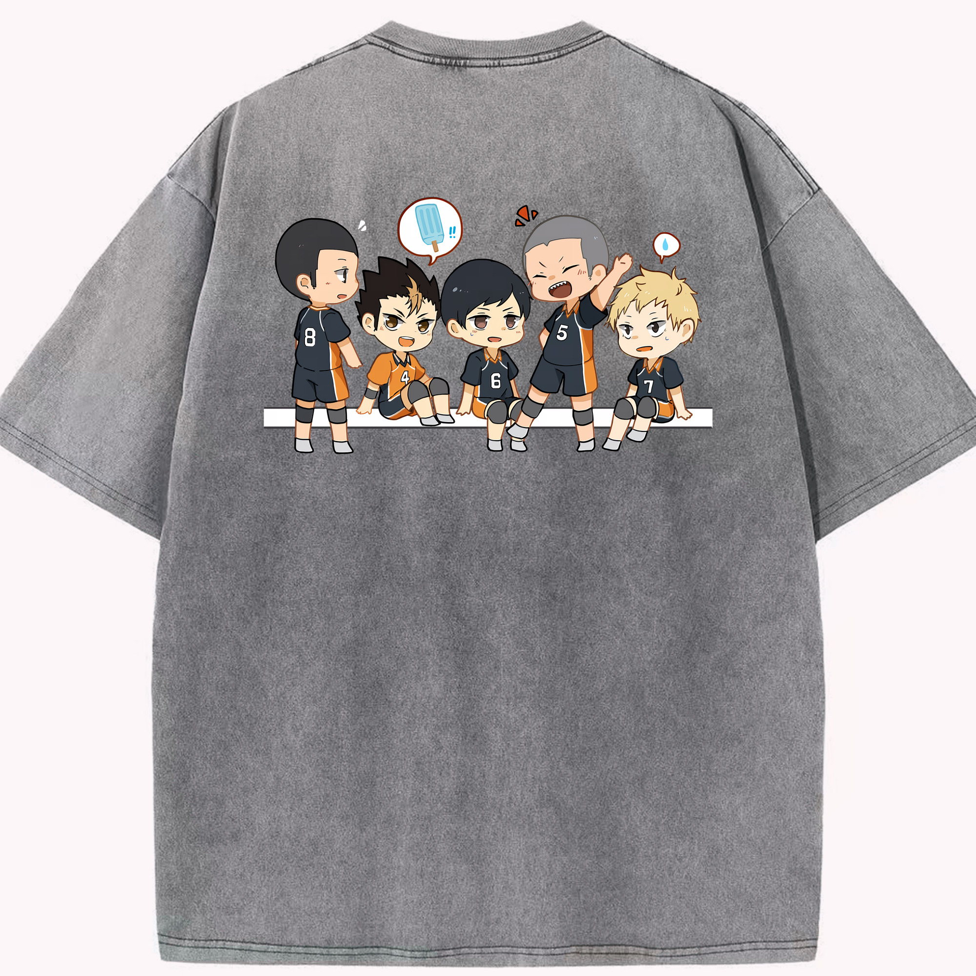 （画像用） ハイキュー!! Haikyu!! 綿100% ヴィンテージ風 半袖Tシャツ（背面プリント）