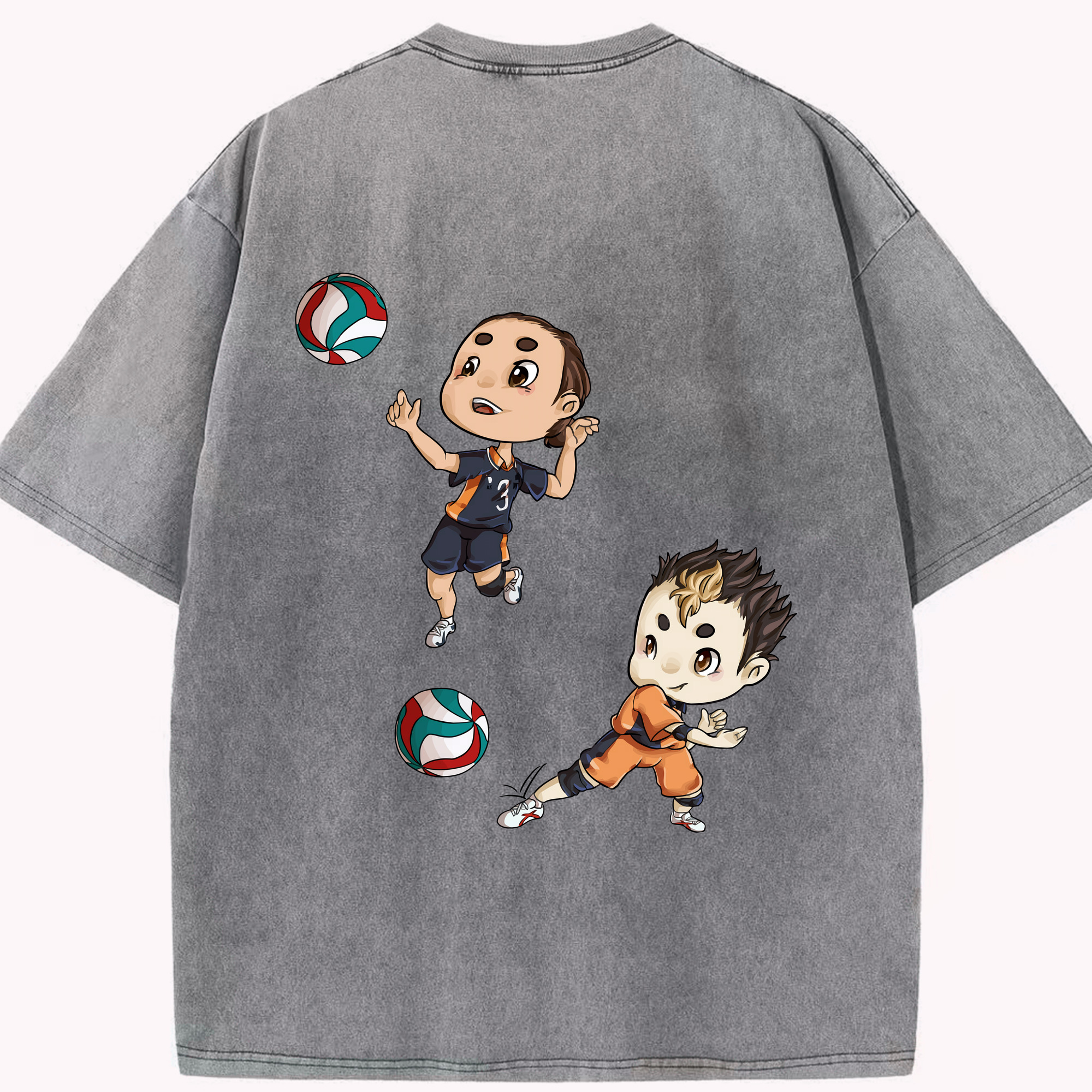 （画像用） ハイキュー!! Haikyu!! 綿100% ヴィンテージ風 半袖Tシャツ（背面プリント）
