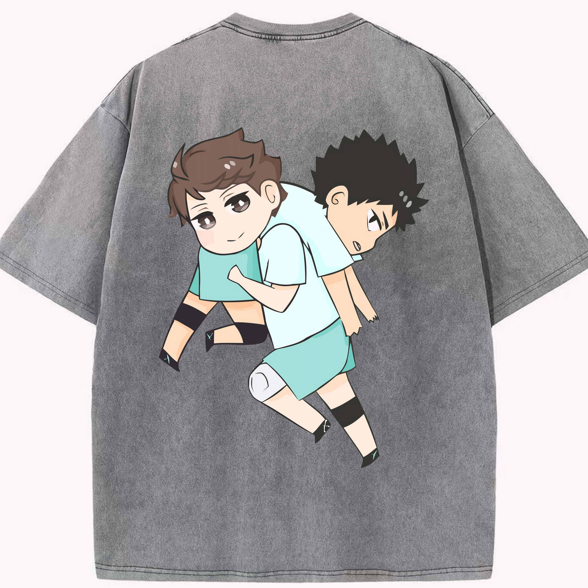 （画像用） ハイキュー!! Haikyu!! 綿100% ヴィンテージ風 半袖Tシャツ（背面プリント）