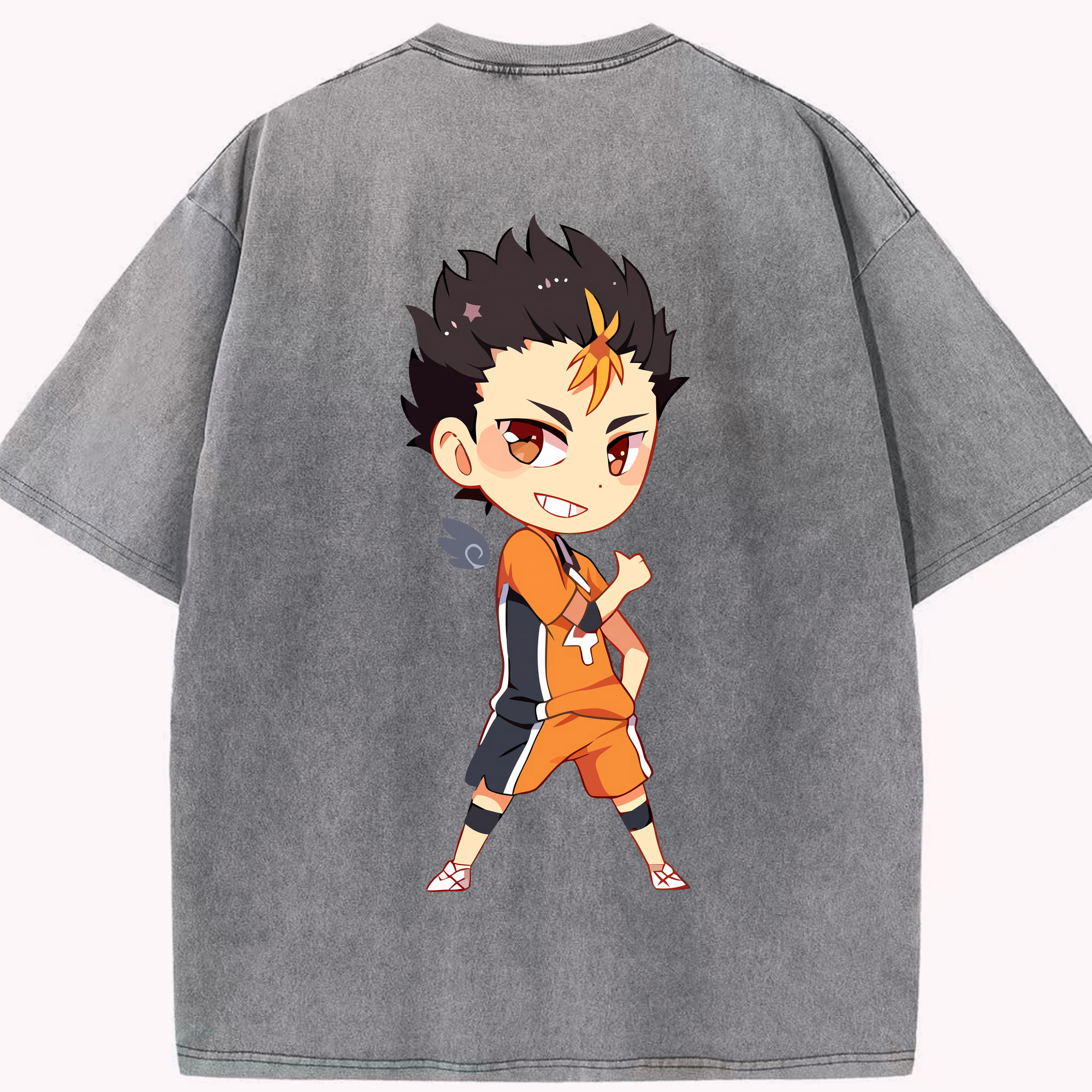 （画像用） ハイキュー!! Haikyu!! 綿100% ヴィンテージ風 半袖Tシャツ（背面プリント）