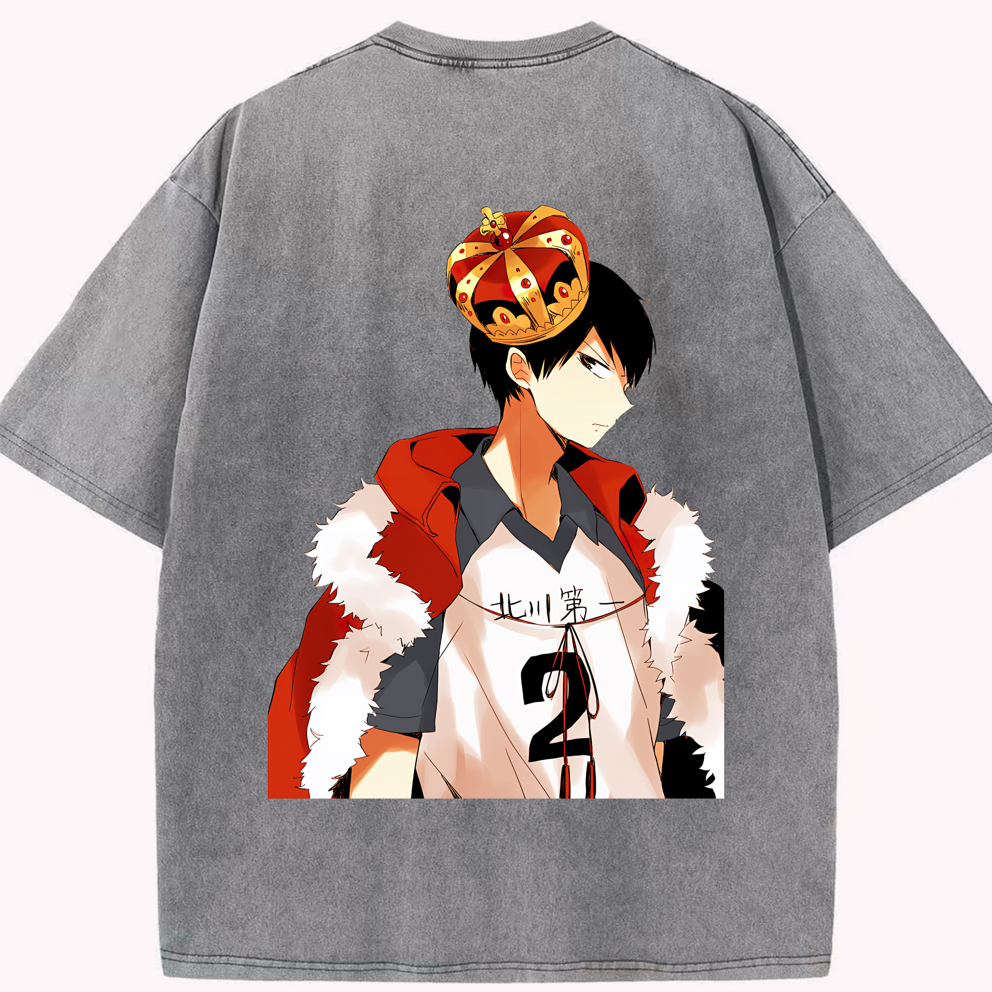 （画像用） ハイキュー!! Haikyu!! 綿100% ヴィンテージ風 半袖Tシャツ（背面プリント）
