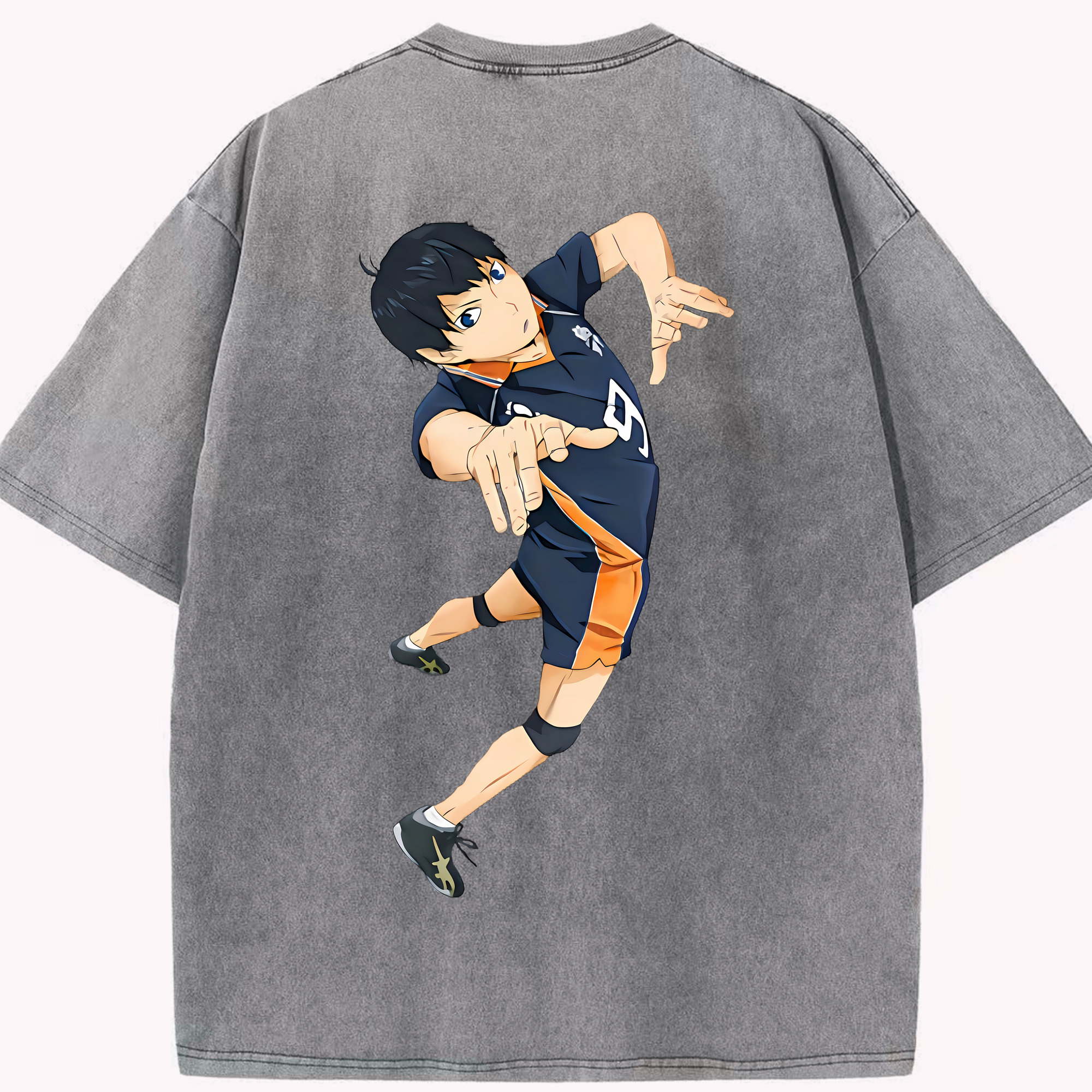 （画像用） ハイキュー!! Haikyu!! 綿100% ヴィンテージ風 半袖Tシャツ（背面プリント）