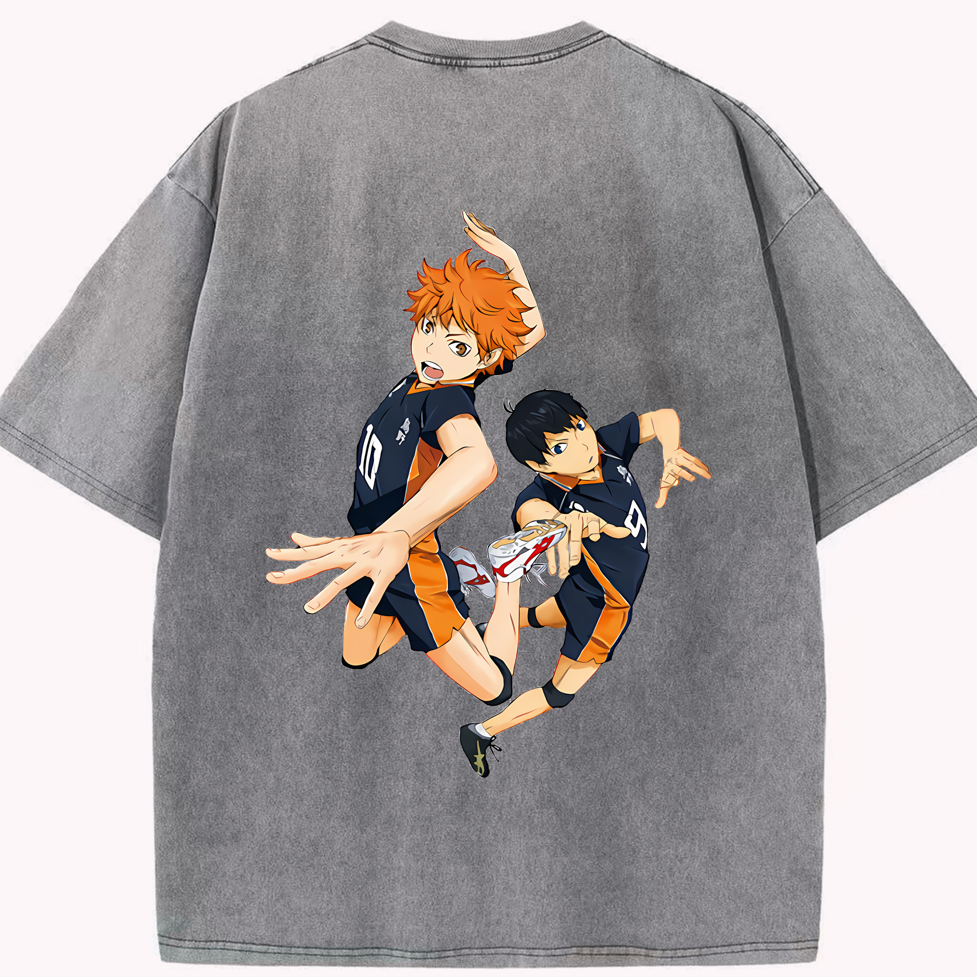 （画像用） ハイキュー!! Haikyu!! 綿100% ヴィンテージ風 半袖Tシャツ（背面プリント）