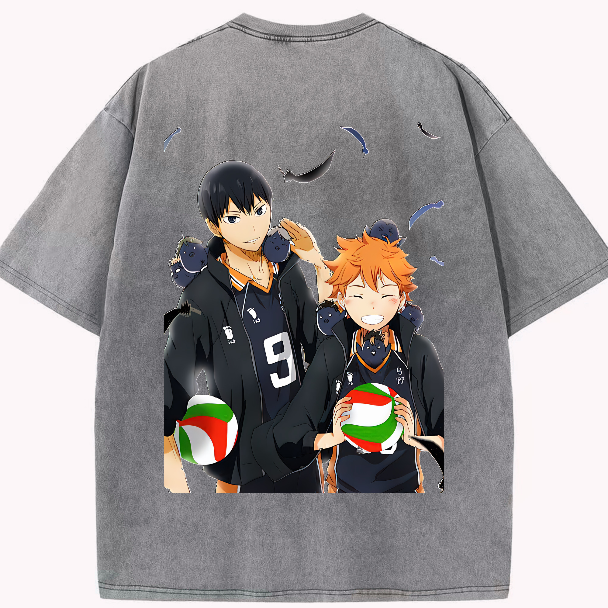 （画像用） ハイキュー!! Haikyu!! 綿100% ヴィンテージ風 半袖Tシャツ（背面プリント）