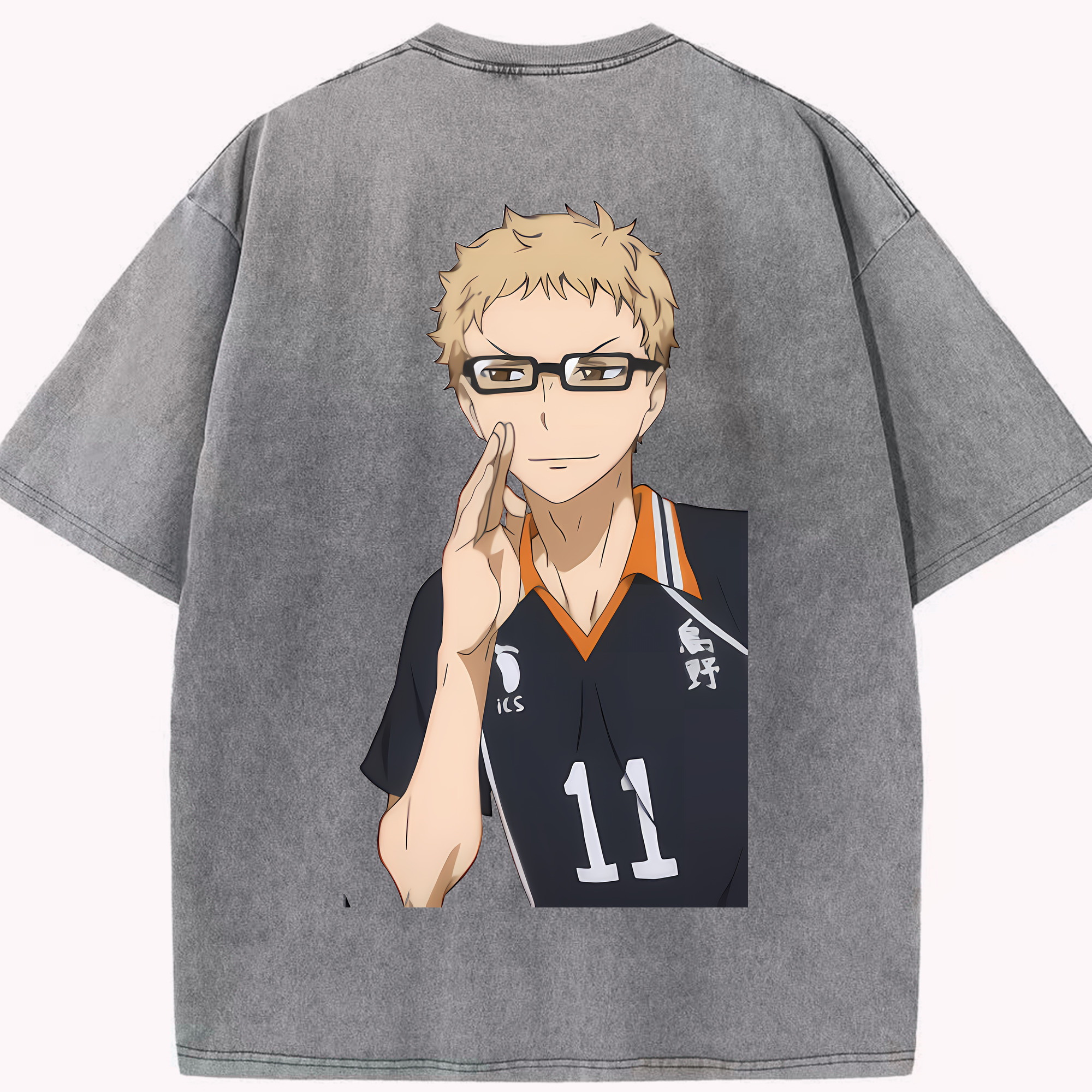 （画像用） ハイキュー!! Haikyu!! 綿100% ヴィンテージ風 半袖Tシャツ（背面プリント）