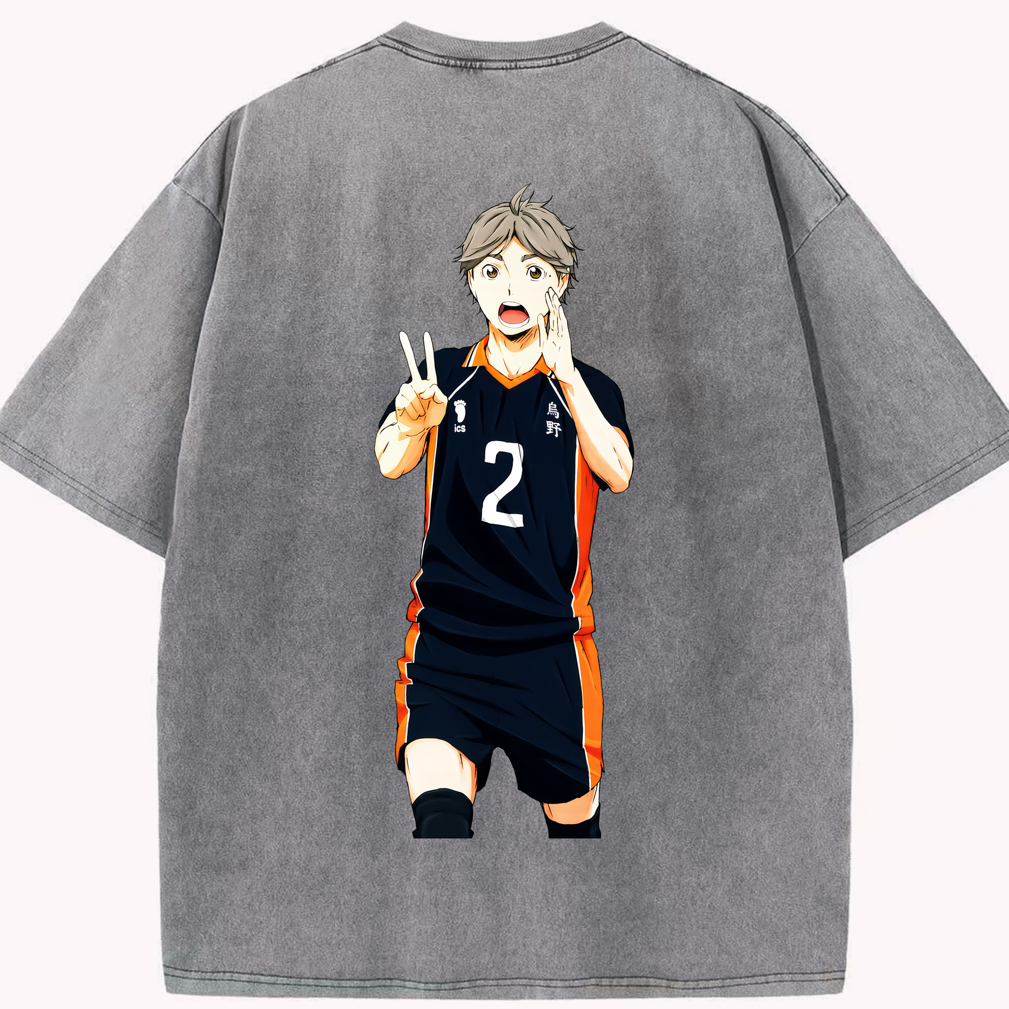 （画像用） ハイキュー!! Haikyu!! 綿100% ヴィンテージ風 半袖Tシャツ（背面プリント）