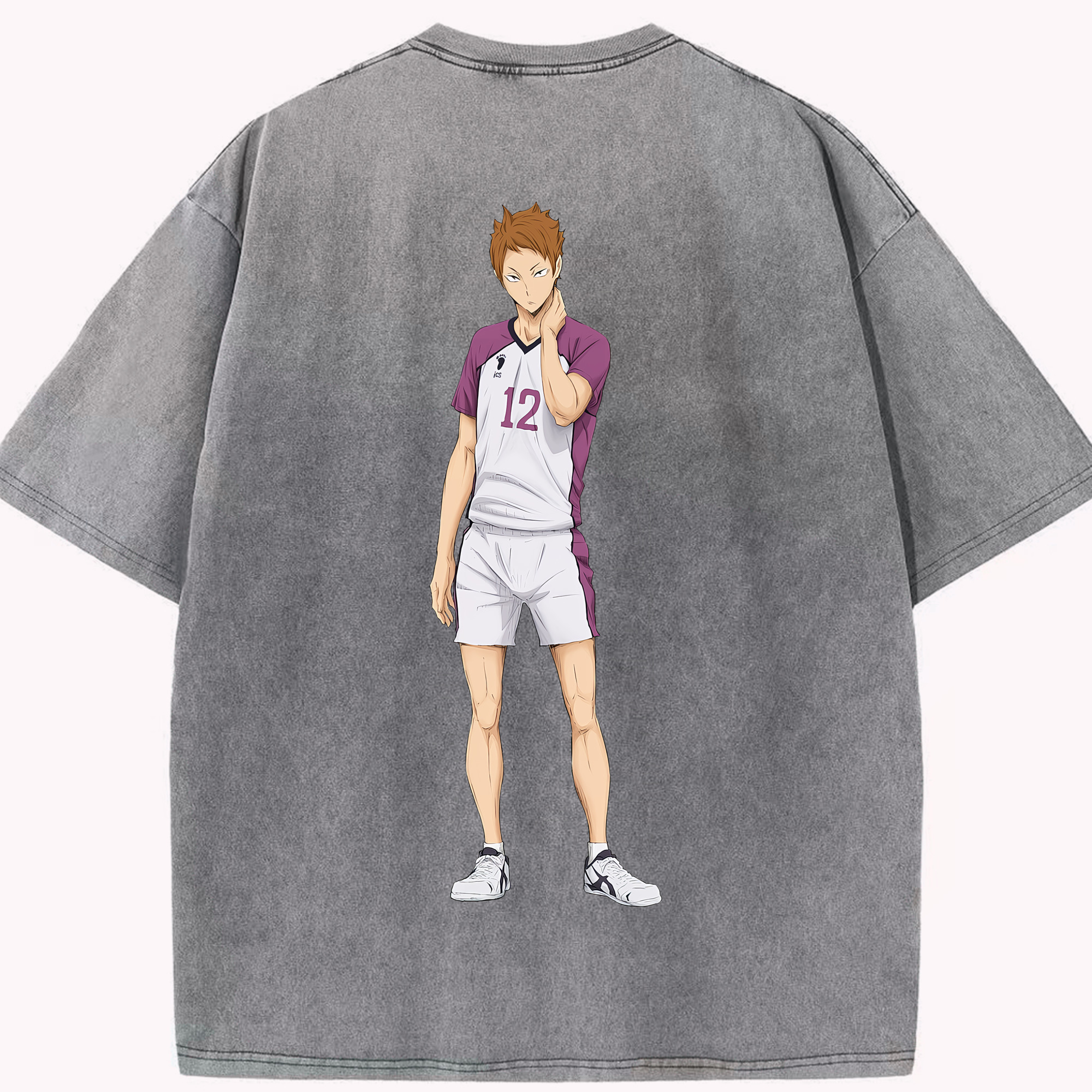 （画像用） ハイキュー!! Haikyu!! 綿100% ヴィンテージ風 半袖Tシャツ（背面プリント）