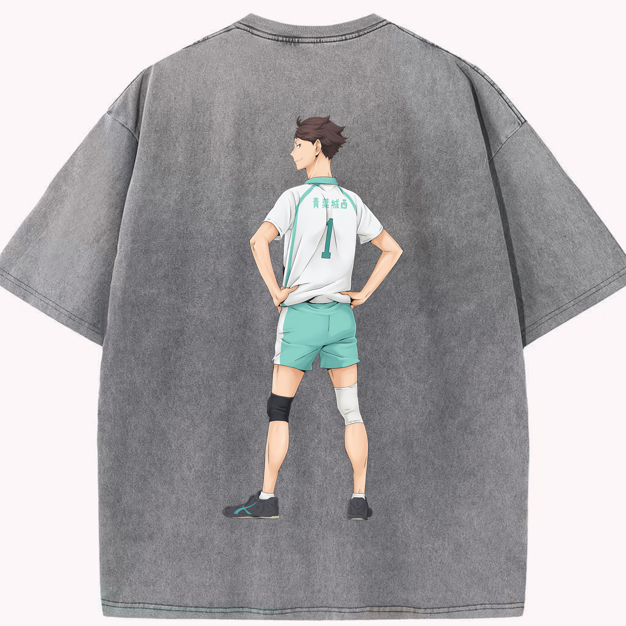 （画像用） ハイキュー!! Haikyu!! 綿100% ヴィンテージ風 半袖Tシャツ（背面プリント）