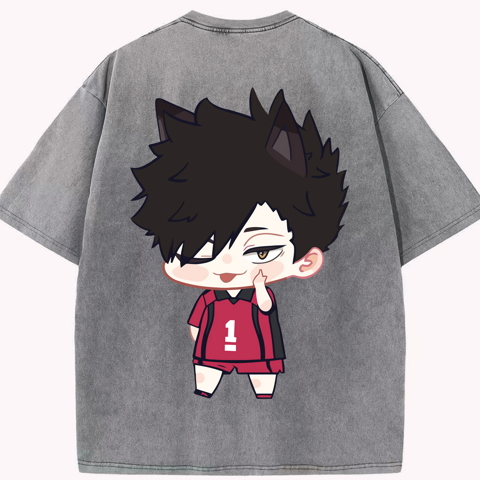 （画像用） ハイキュー!! Haikyu!! 綿100% ヴィンテージ風 半袖Tシャツ（背面プリント）