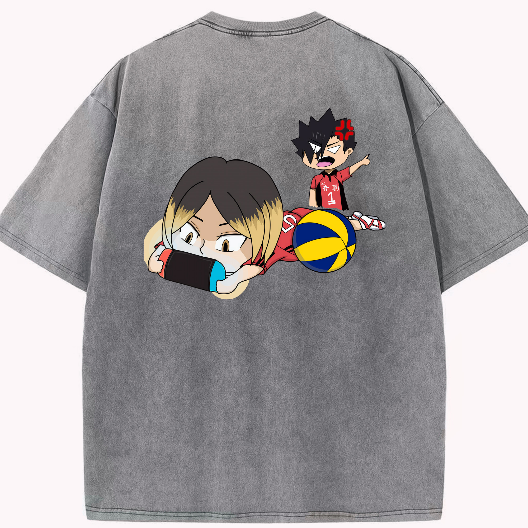 （画像用） ハイキュー!! Haikyu!! 綿100% ヴィンテージ風 半袖Tシャツ（背面プリント）