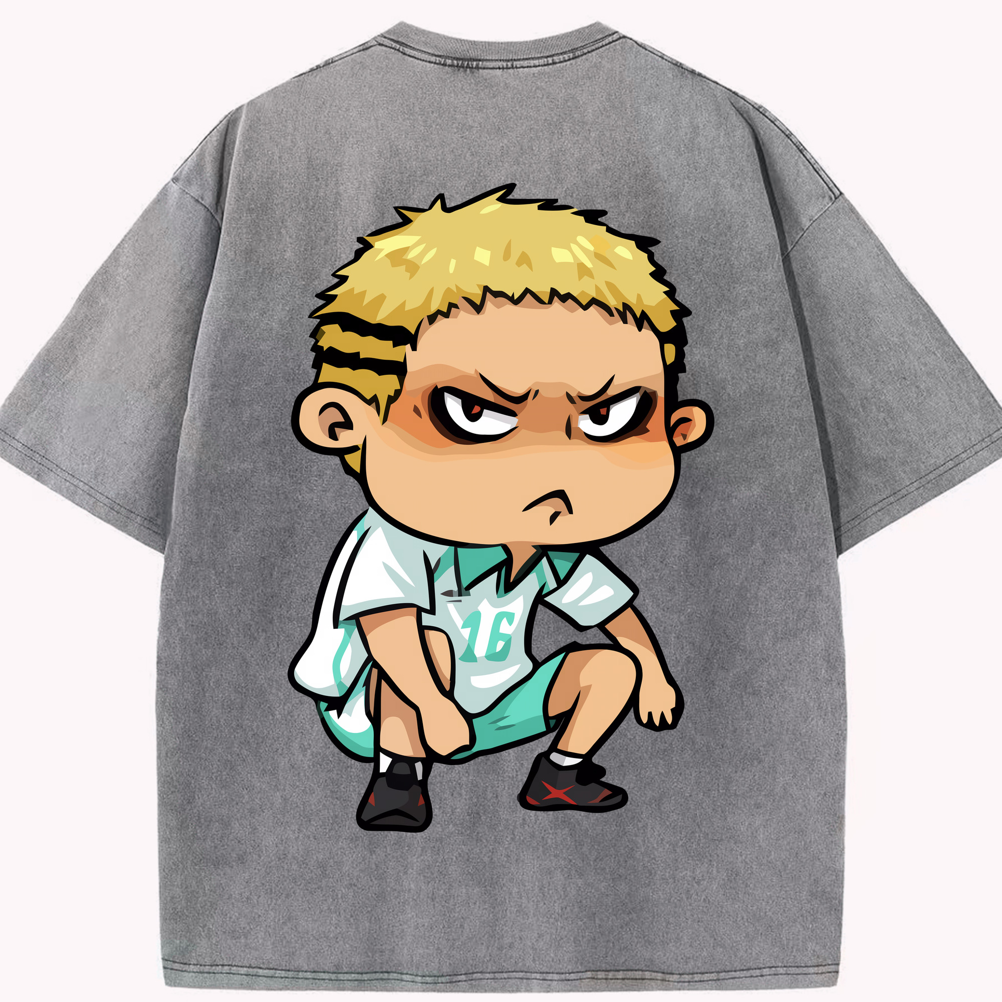 （画像用） ハイキュー!! Haikyu!! 綿100% ヴィンテージ風 半袖Tシャツ（背面プリント）
