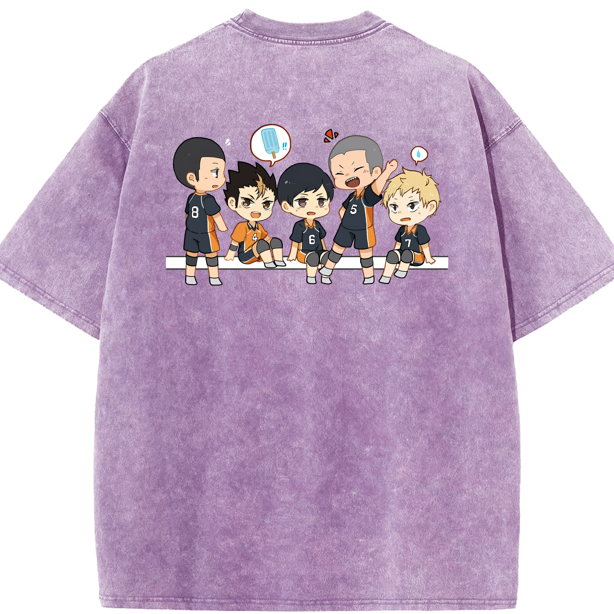 （画像用） ハイキュー!! Haikyu!! 綿100% ヴィンテージ風 半袖Tシャツ（背面プリント）
