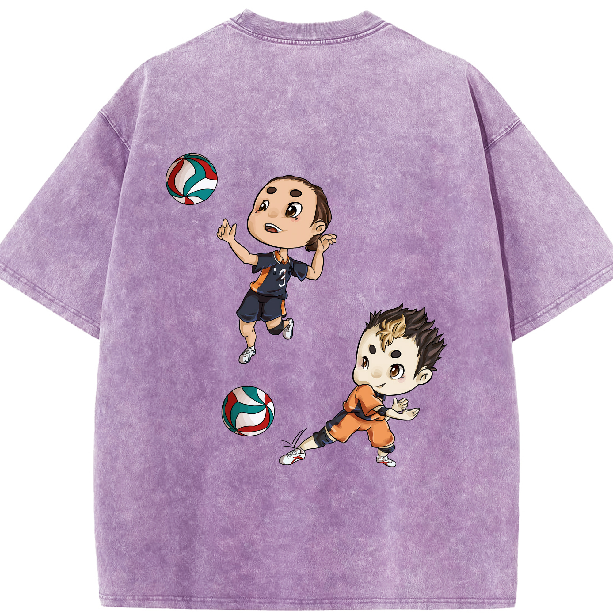 （画像用） ハイキュー!! Haikyu!! 綿100% ヴィンテージ風 半袖Tシャツ（背面プリント）